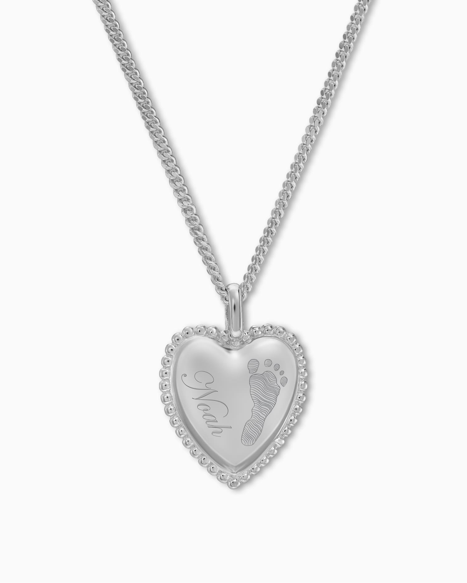 Footprint heart necklace engraving plate pendant