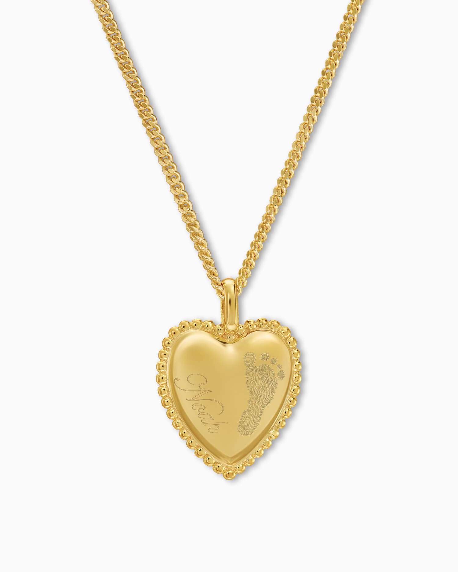 Footprint heart necklace engraving plate pendant