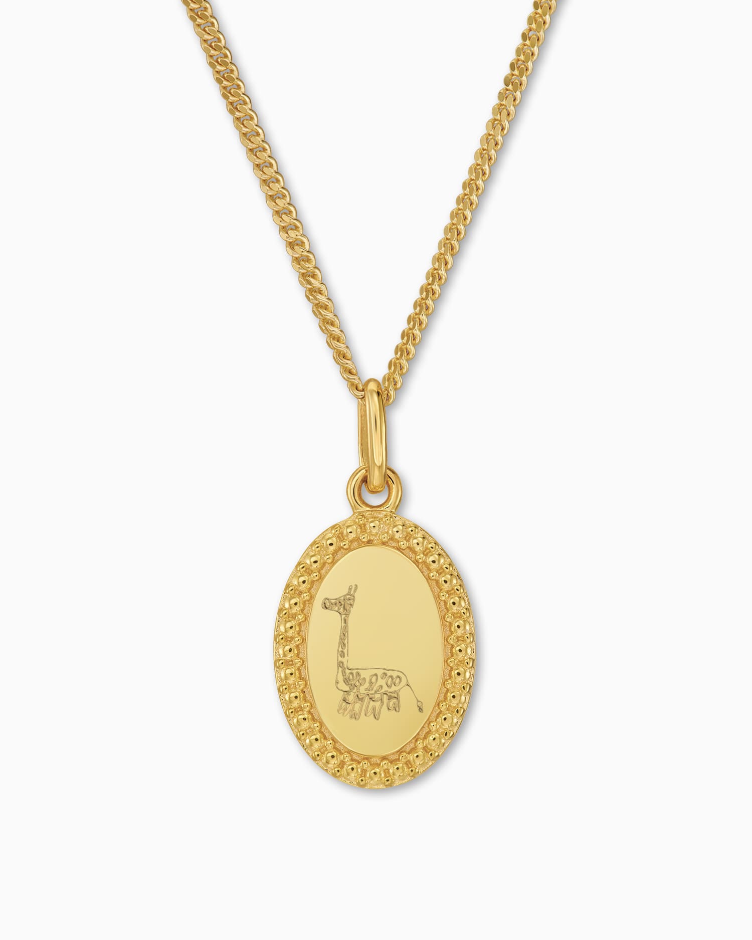 Own drawing engraving plates necklace pendant oval