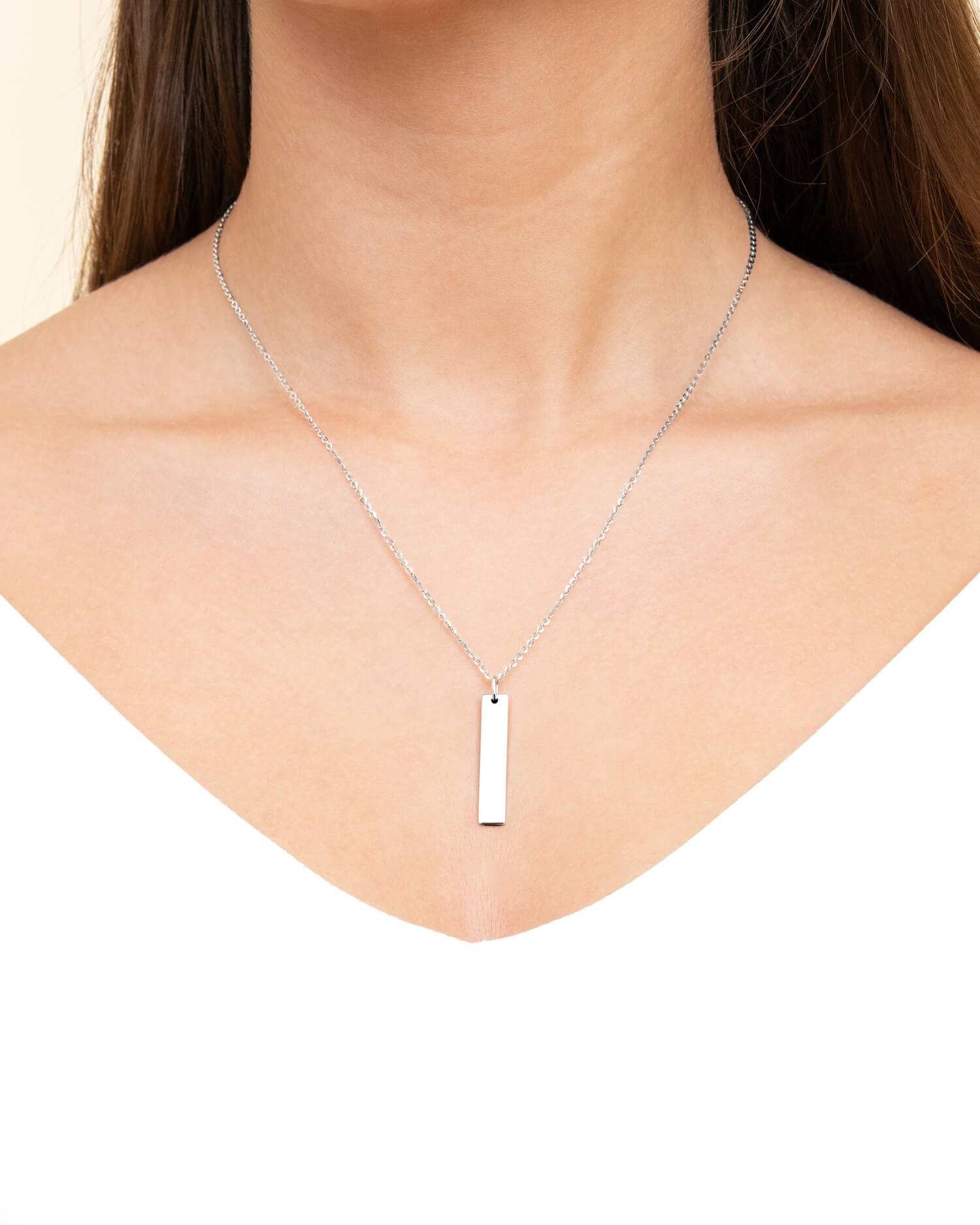 Bar necklace engraving plate pendant