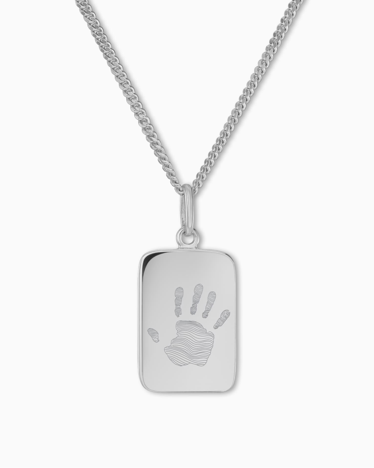Handprint engraving plates necklace pendant square