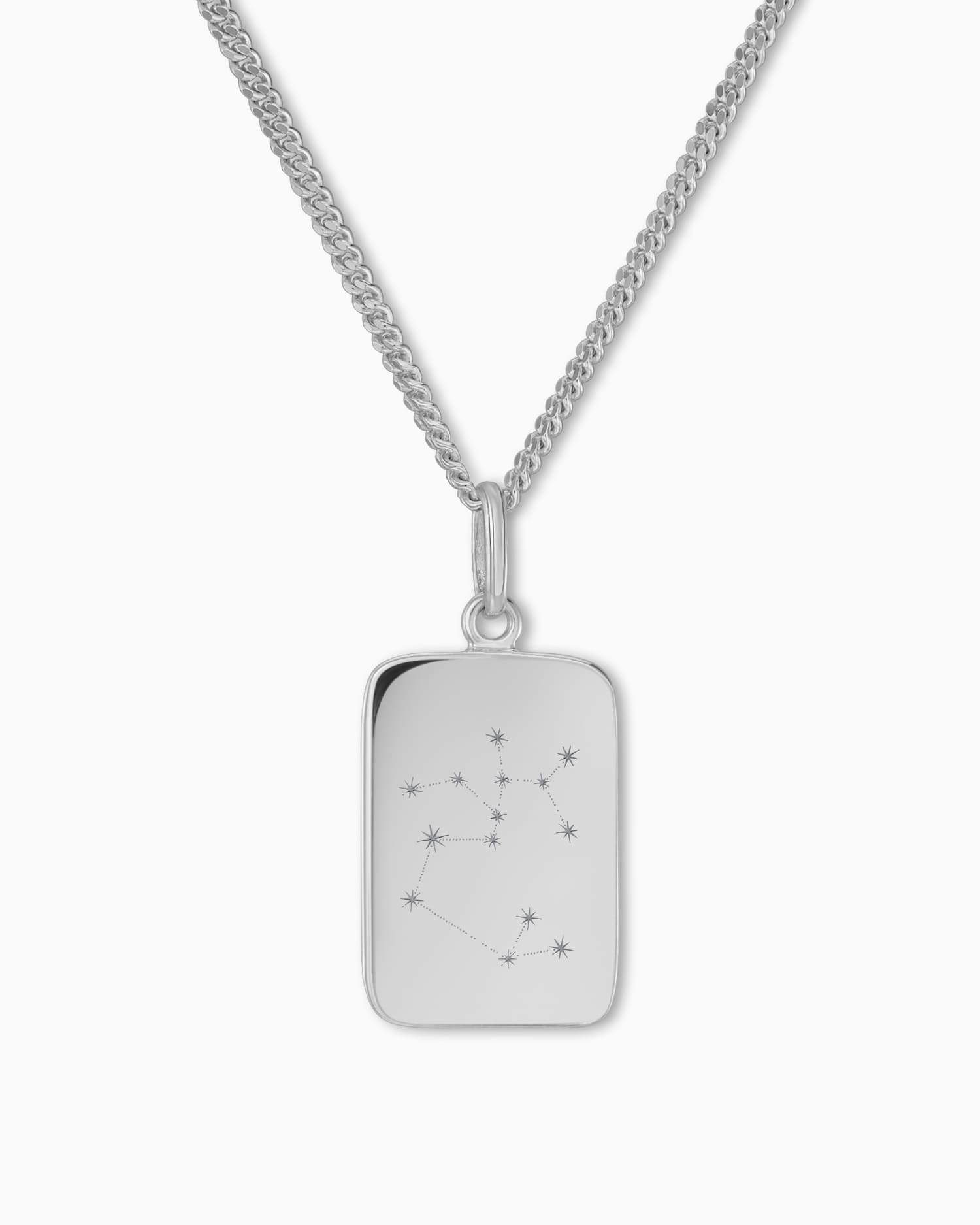 Zodiac sign engraving plates necklace pendant square