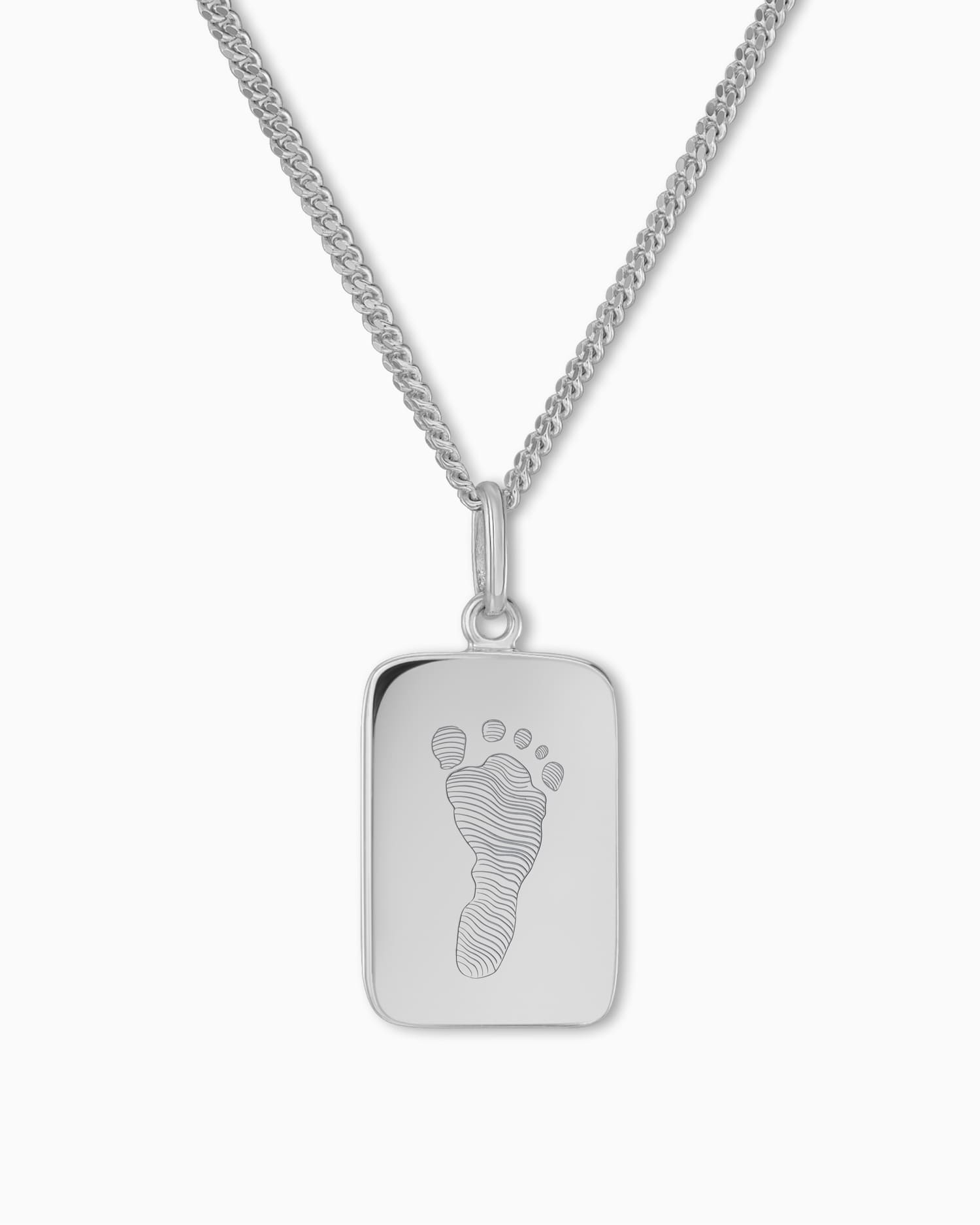 Footprint engraving plates necklace pendant square