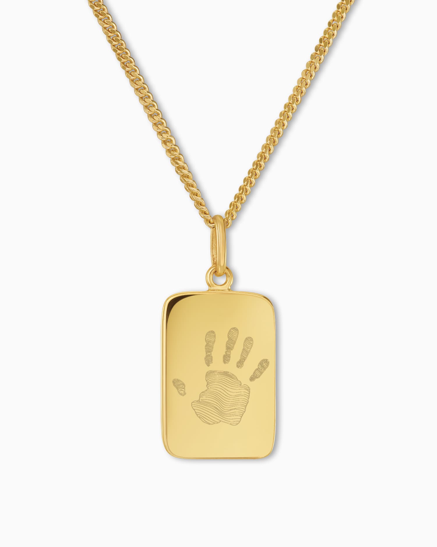 Handprint engraving plates necklace pendant square
