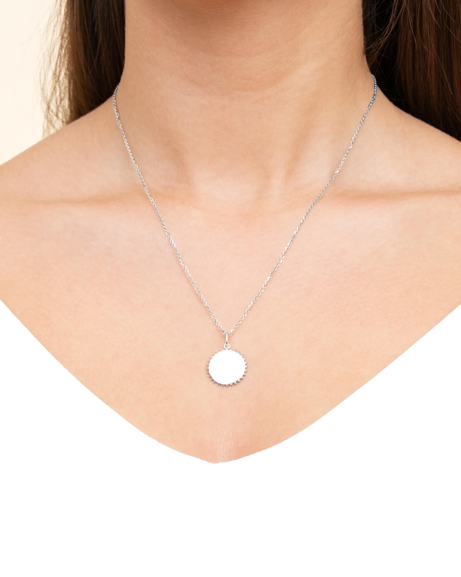 Zodiac sign sun necklace engraving plate pendant