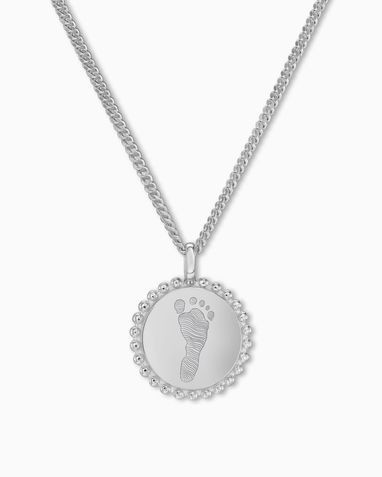 Footprint engraving plates necklace pendant round 14mm