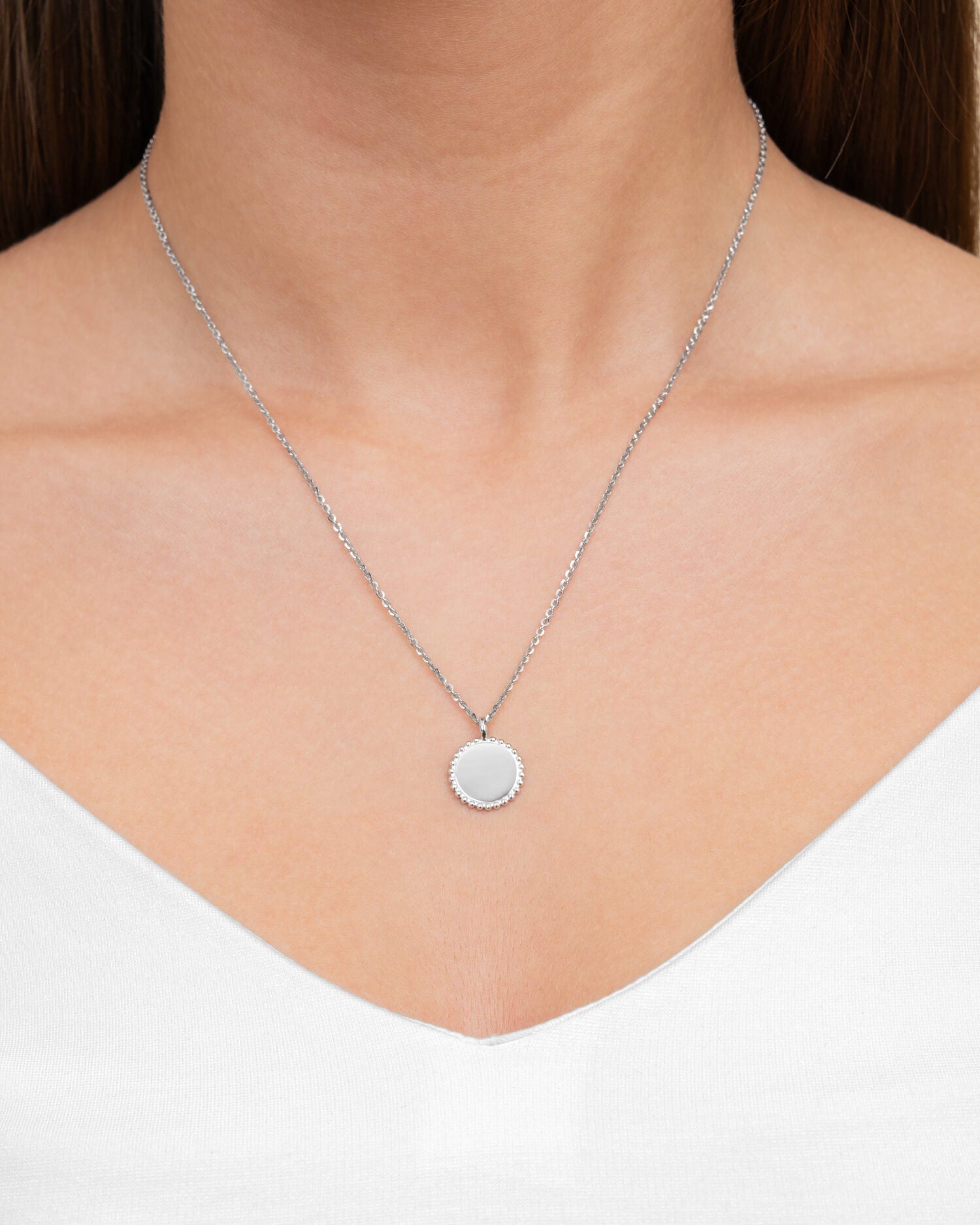 Handprint engraving plates necklace pendant round 14mm