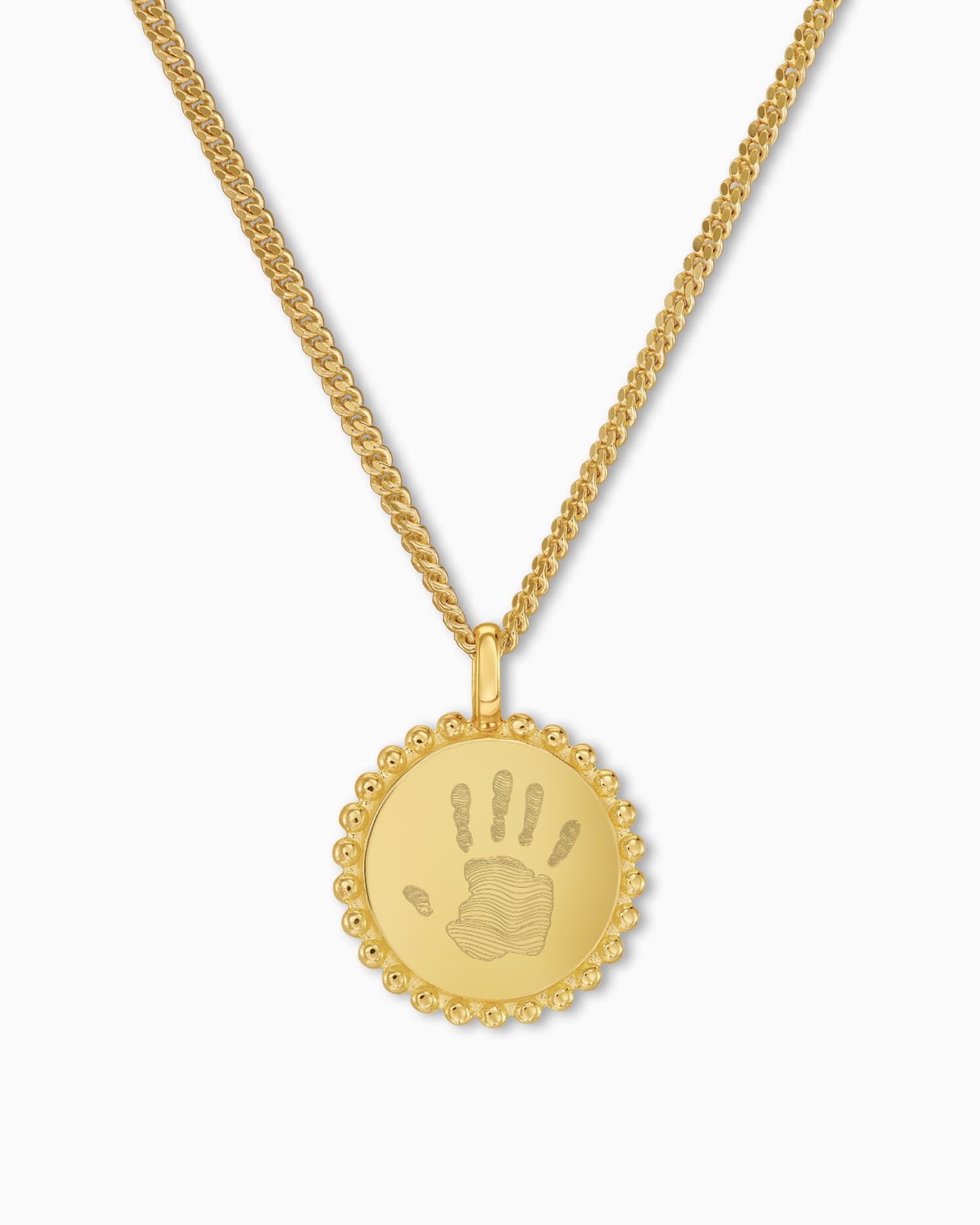 Handprint engraving plates necklace pendant round 14mm