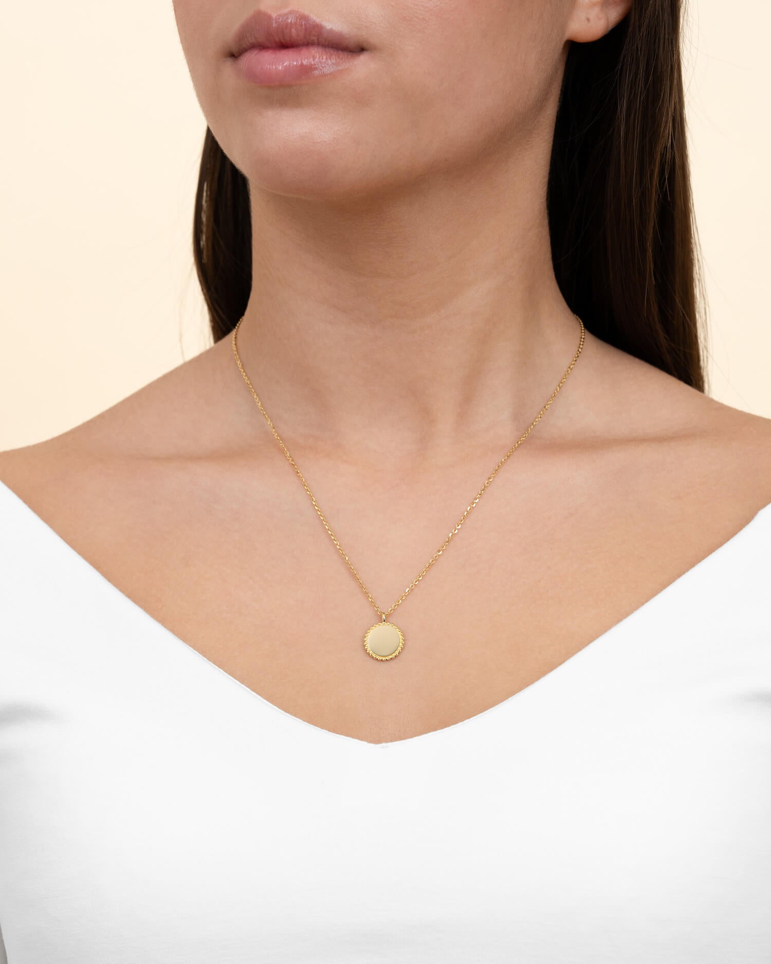 Handprint engraving plates necklace pendant round 14mm