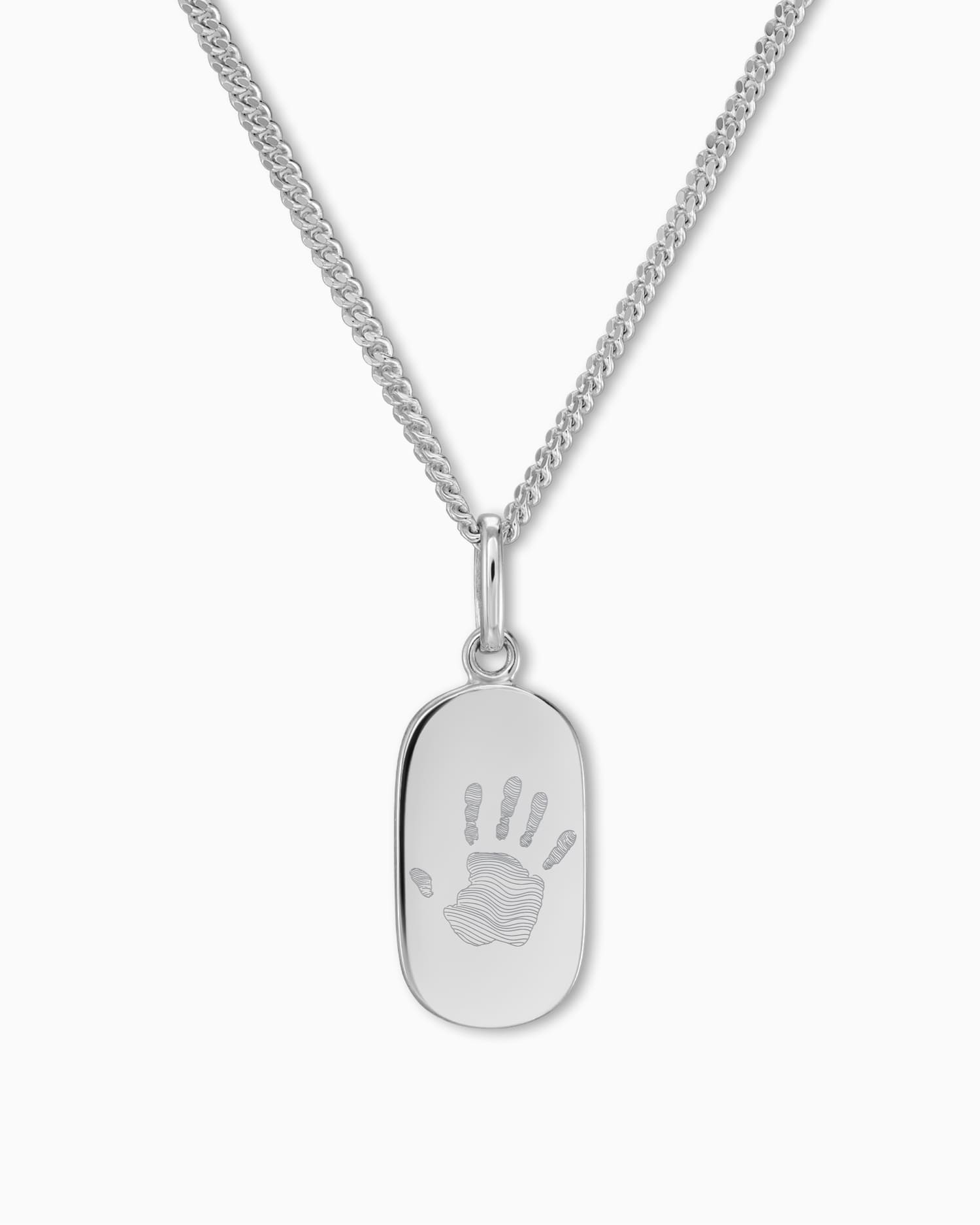 Handprint engraving plates necklace pendant oval