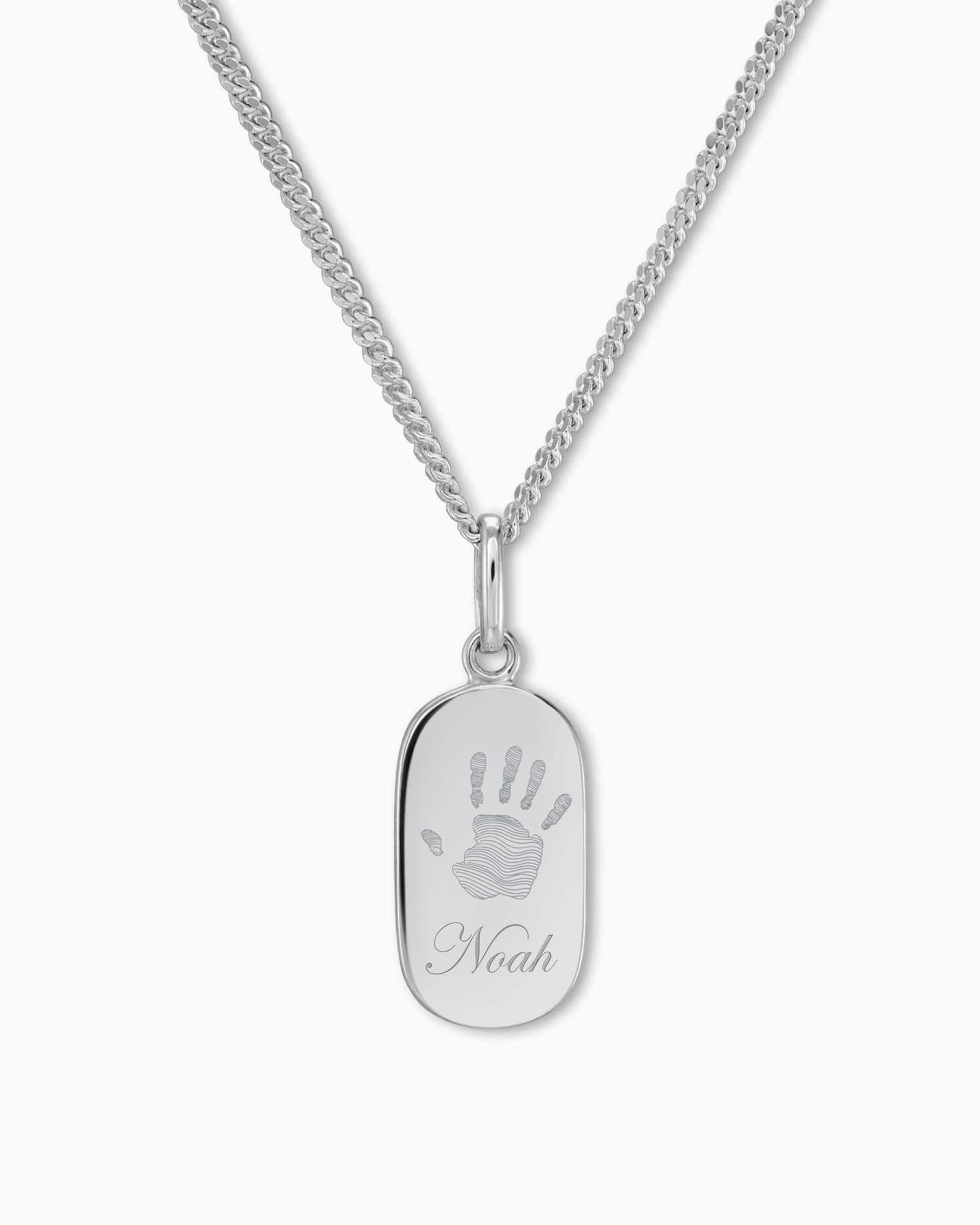 Handprint engraving plates necklace pendant oval