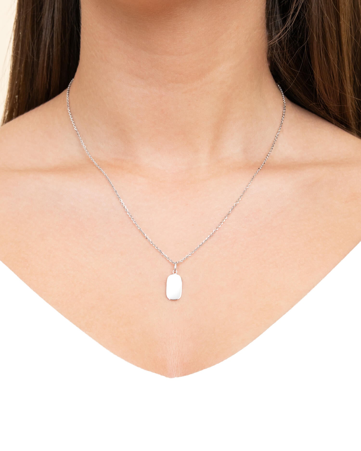 Coordinates engraving plates necklace pendant oval