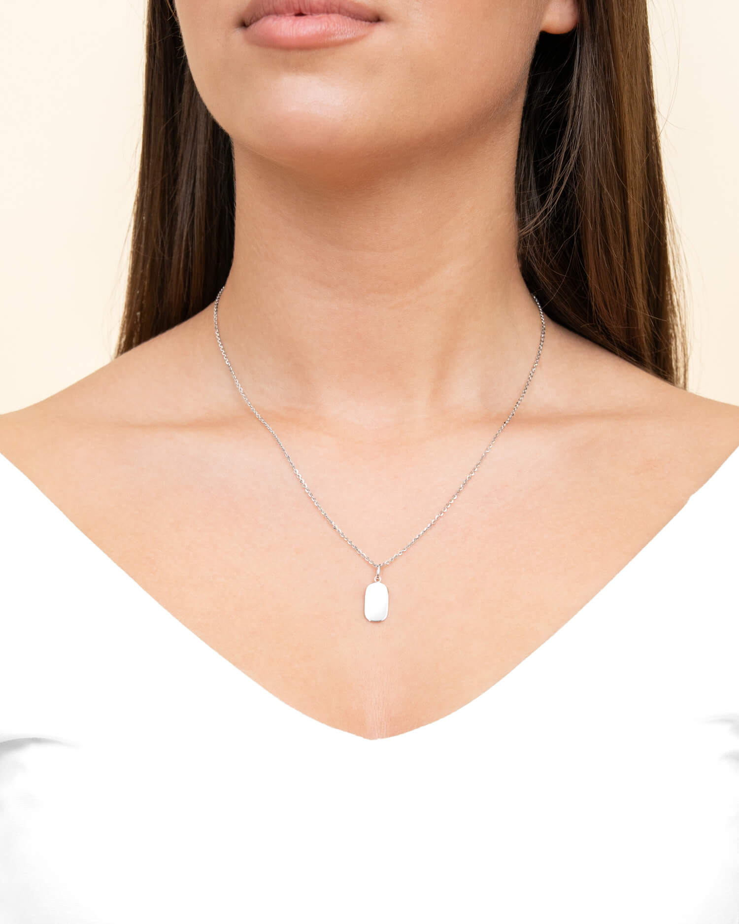 Handprint engraving plates necklace pendant oval