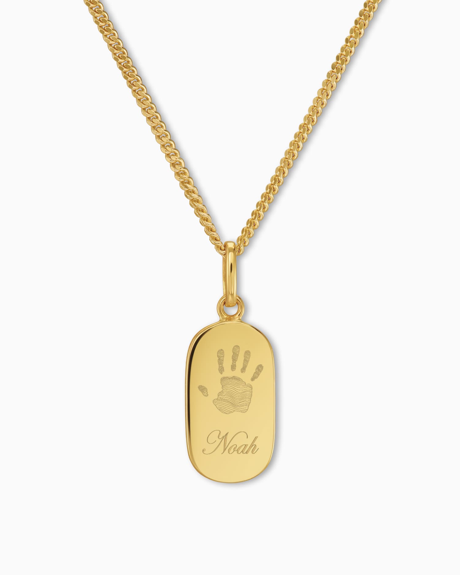 Handprint engraving plates necklace pendant oval