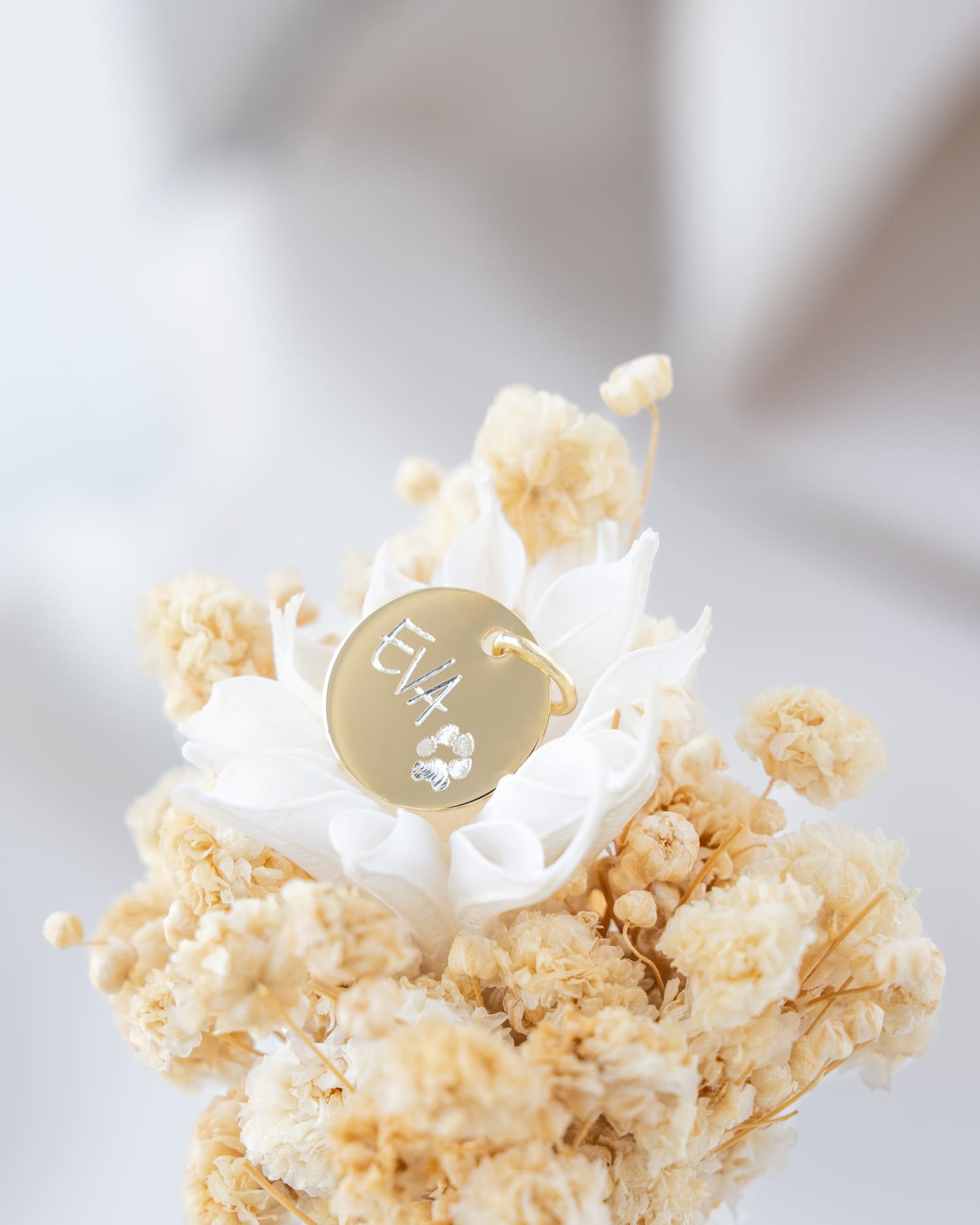 Paw print engraving plates necklace pendant round 12mm