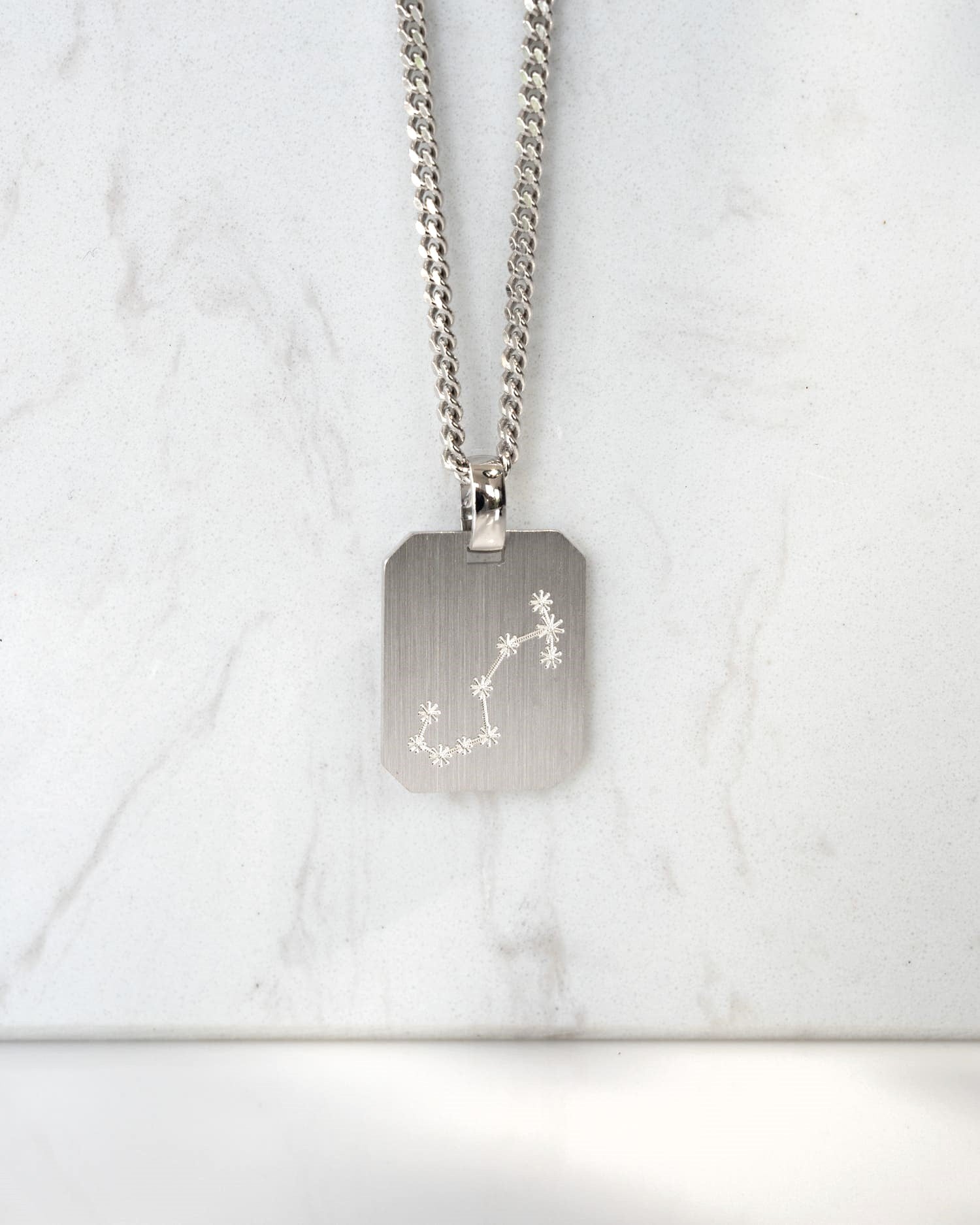 Zodiac sign engraving plates necklace pendant octagon