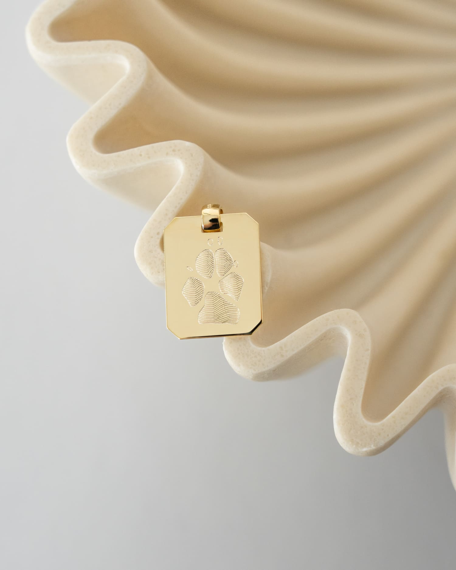 Paw print engraving plates necklace pendant octagon