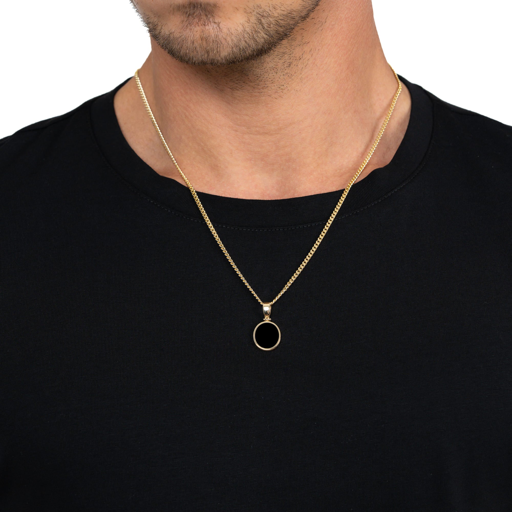 Onyx oval engraving plate necklace