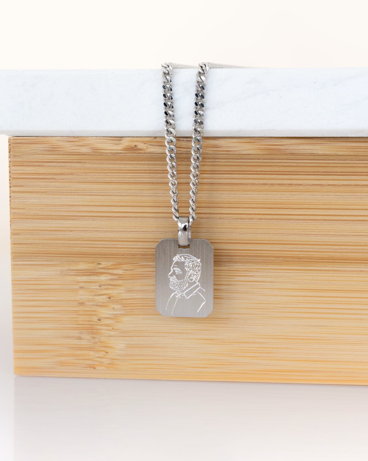 Engraving plates necklace pendant octagon