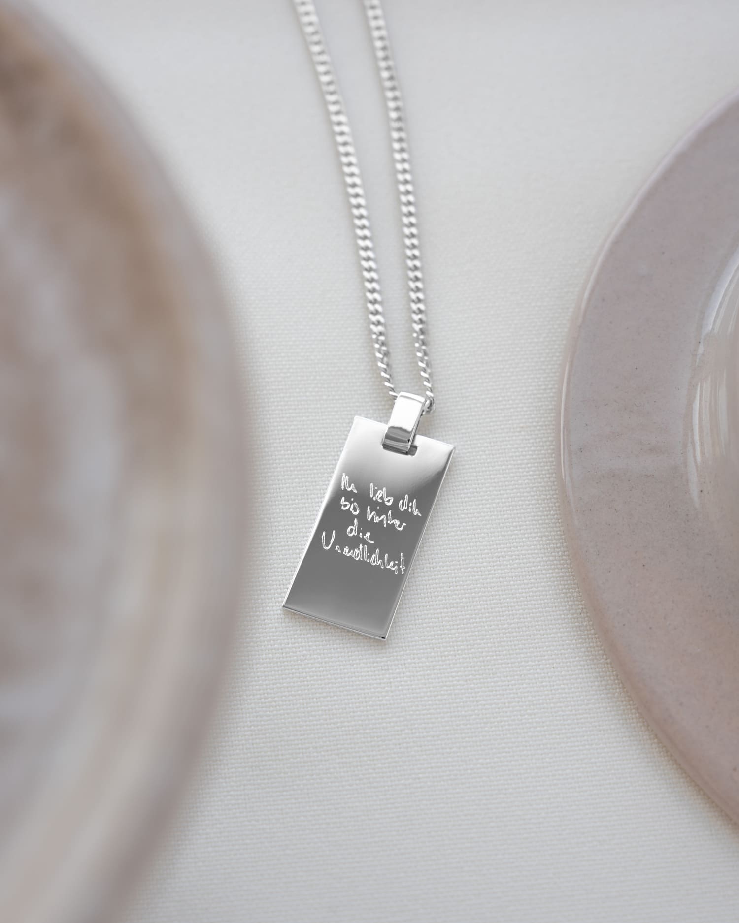 Handwriting upload engraving plates necklace pendant rectangle