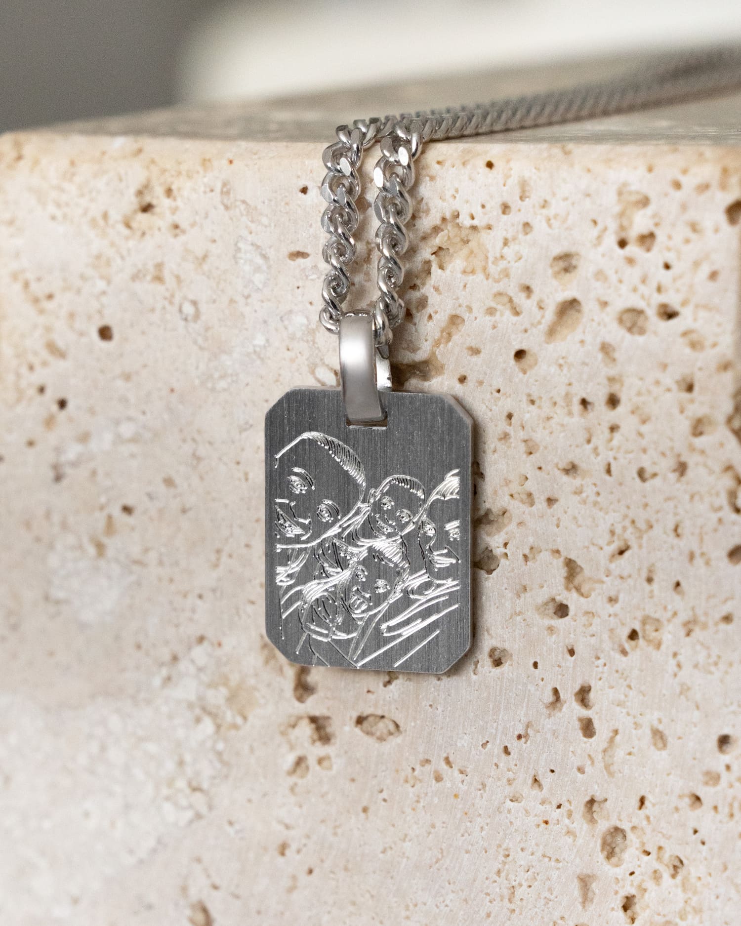 Engraving plates necklace pendant octagon