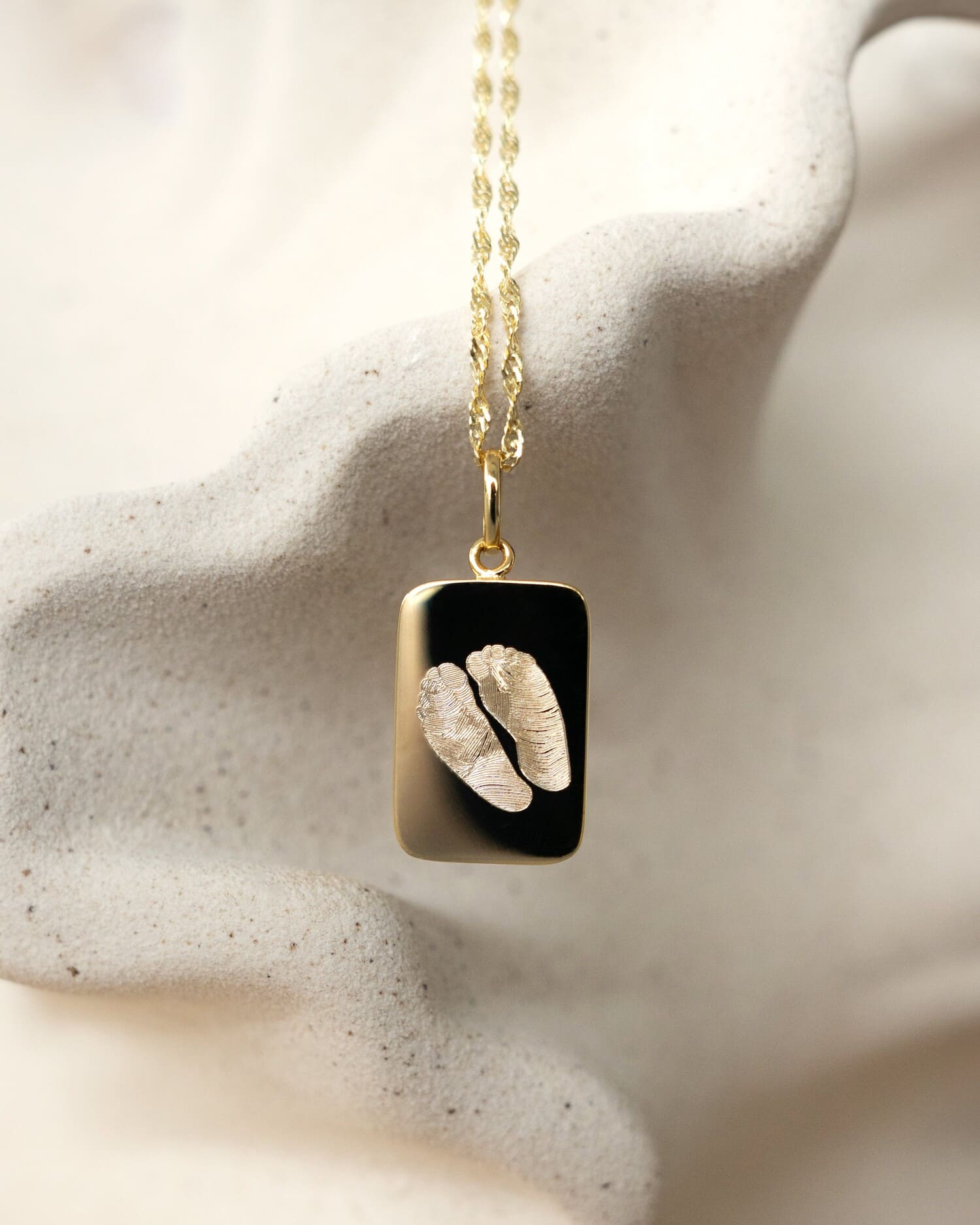 Footprint engraving plates necklace pendant square