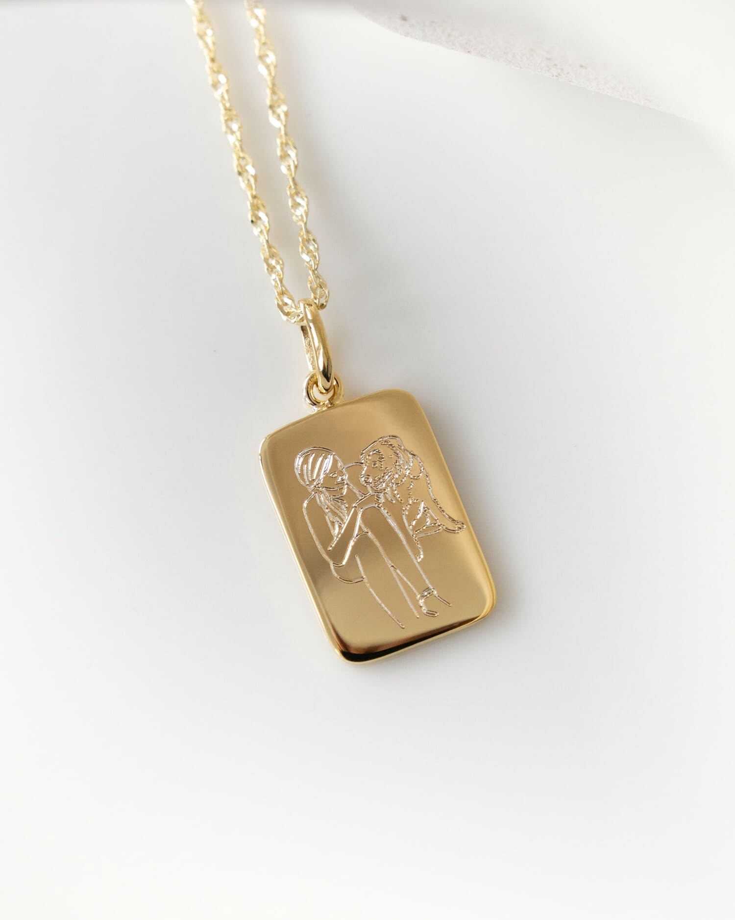 Engraving plates necklace pendant square