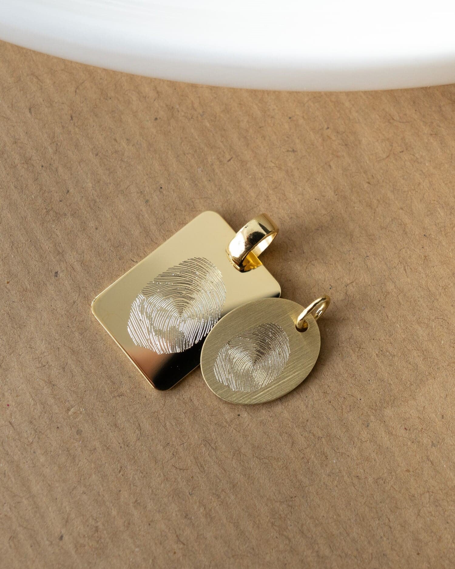 Fingerprint engraving plates necklace pendant rectangle