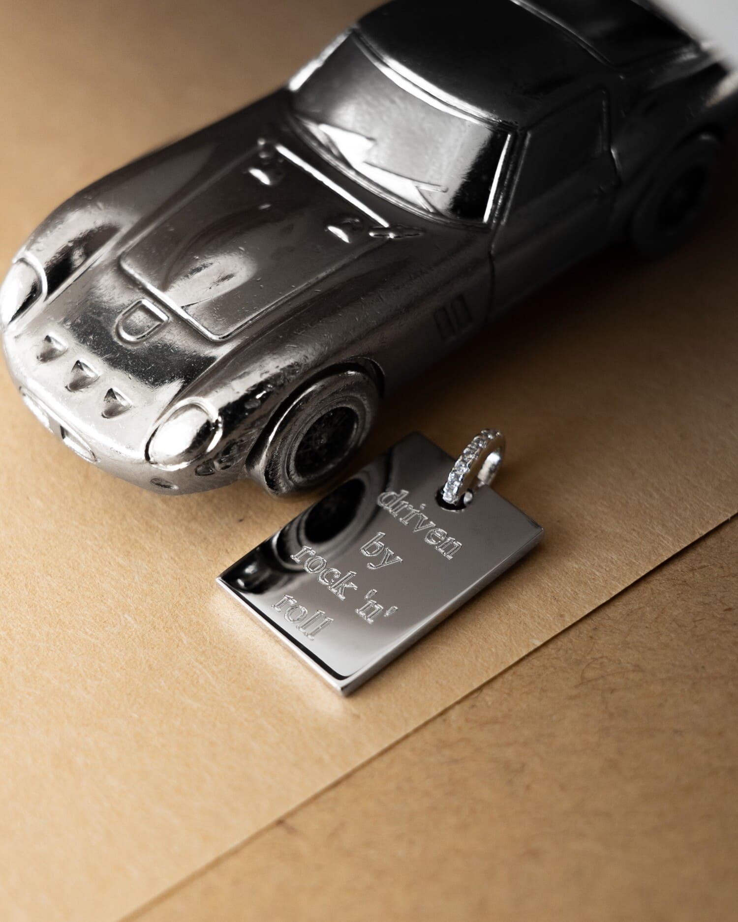 Engraving plates necklace pendant zirconia square