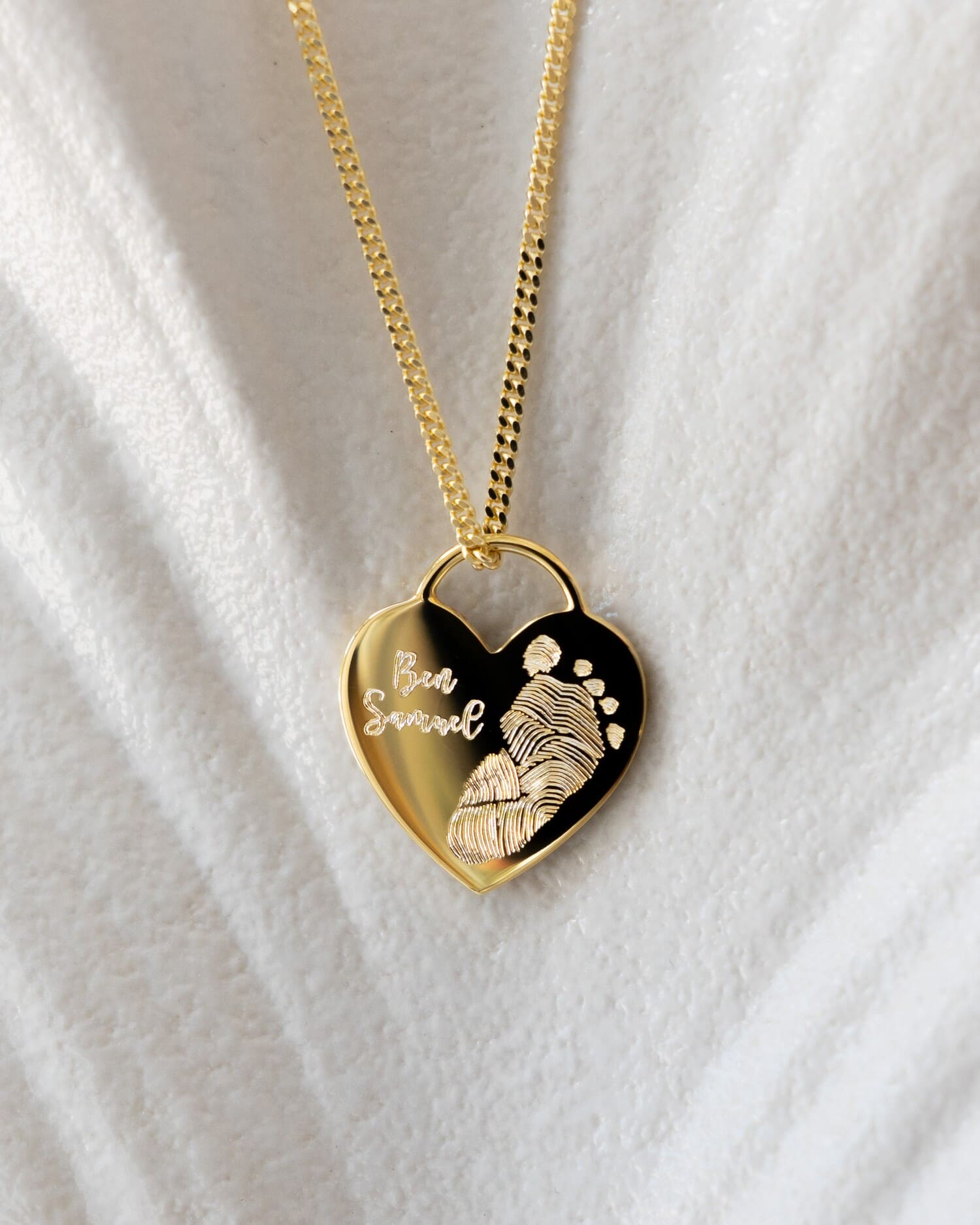 Footprint heart necklace engraving plate pendant