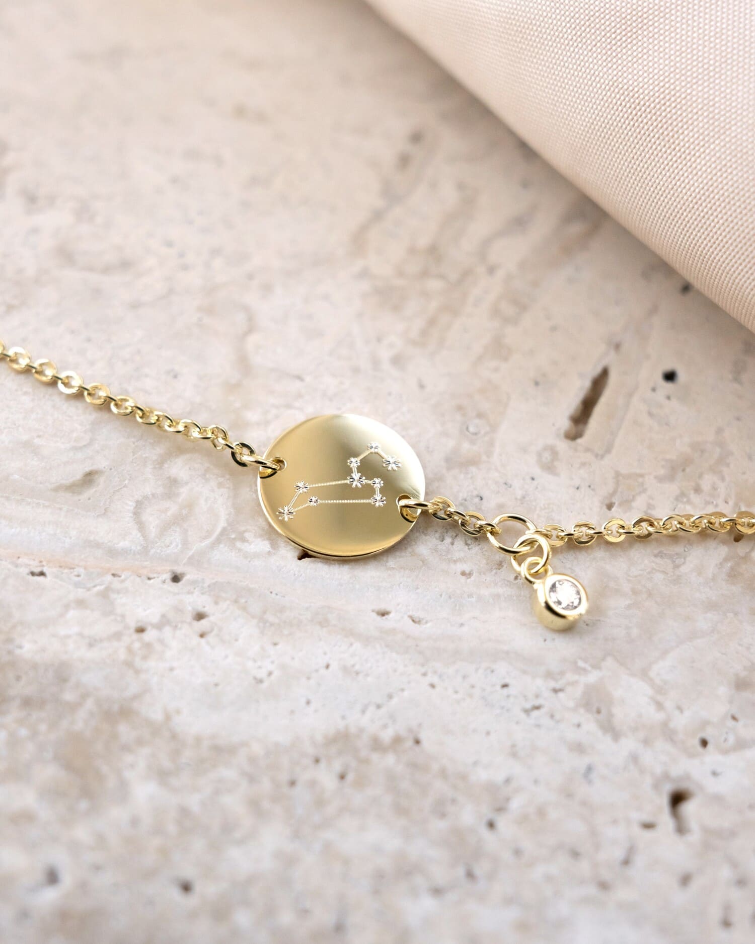 Zodiac sign engraving bracelet engraving plate round zirconia