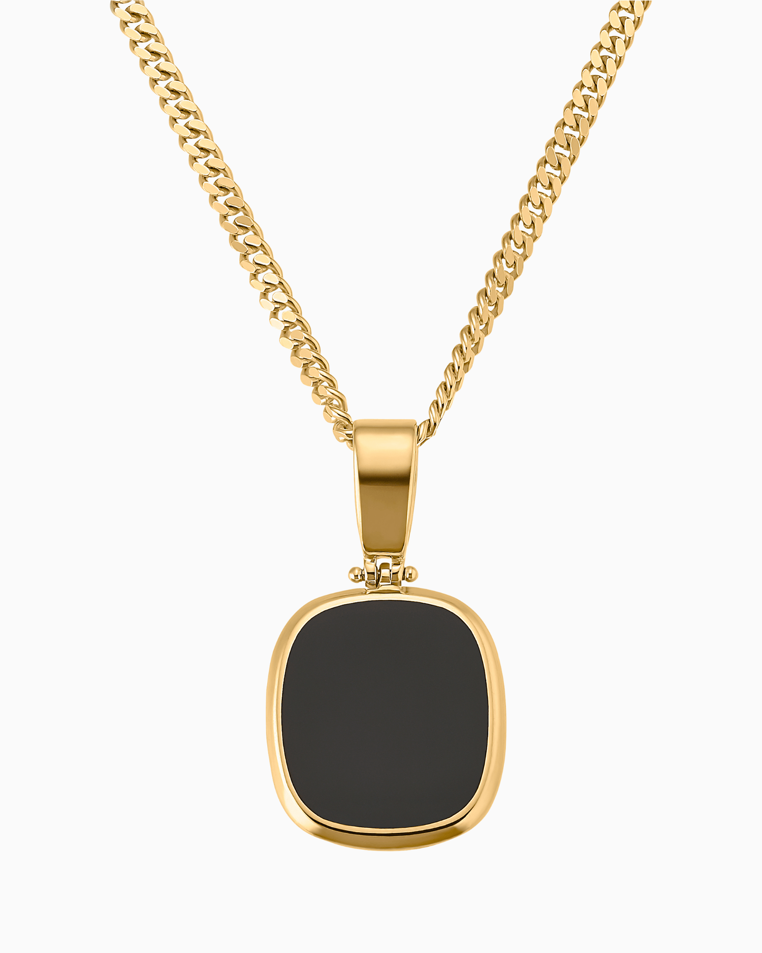 Onyx square engraving plate necklace