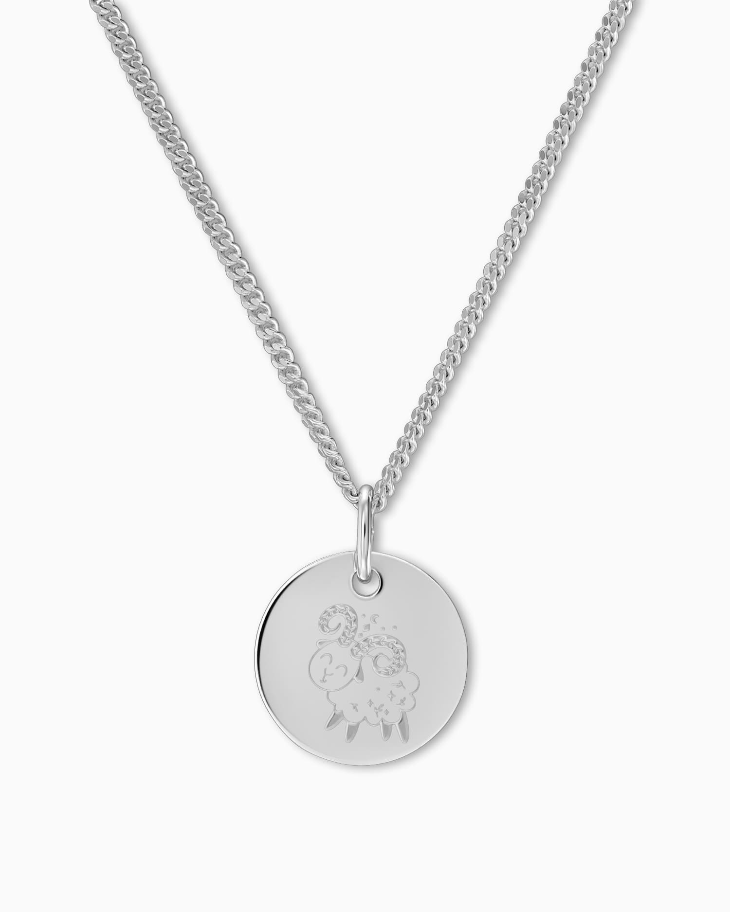 Zodiac sign engraving plate necklace pendant round 12mm