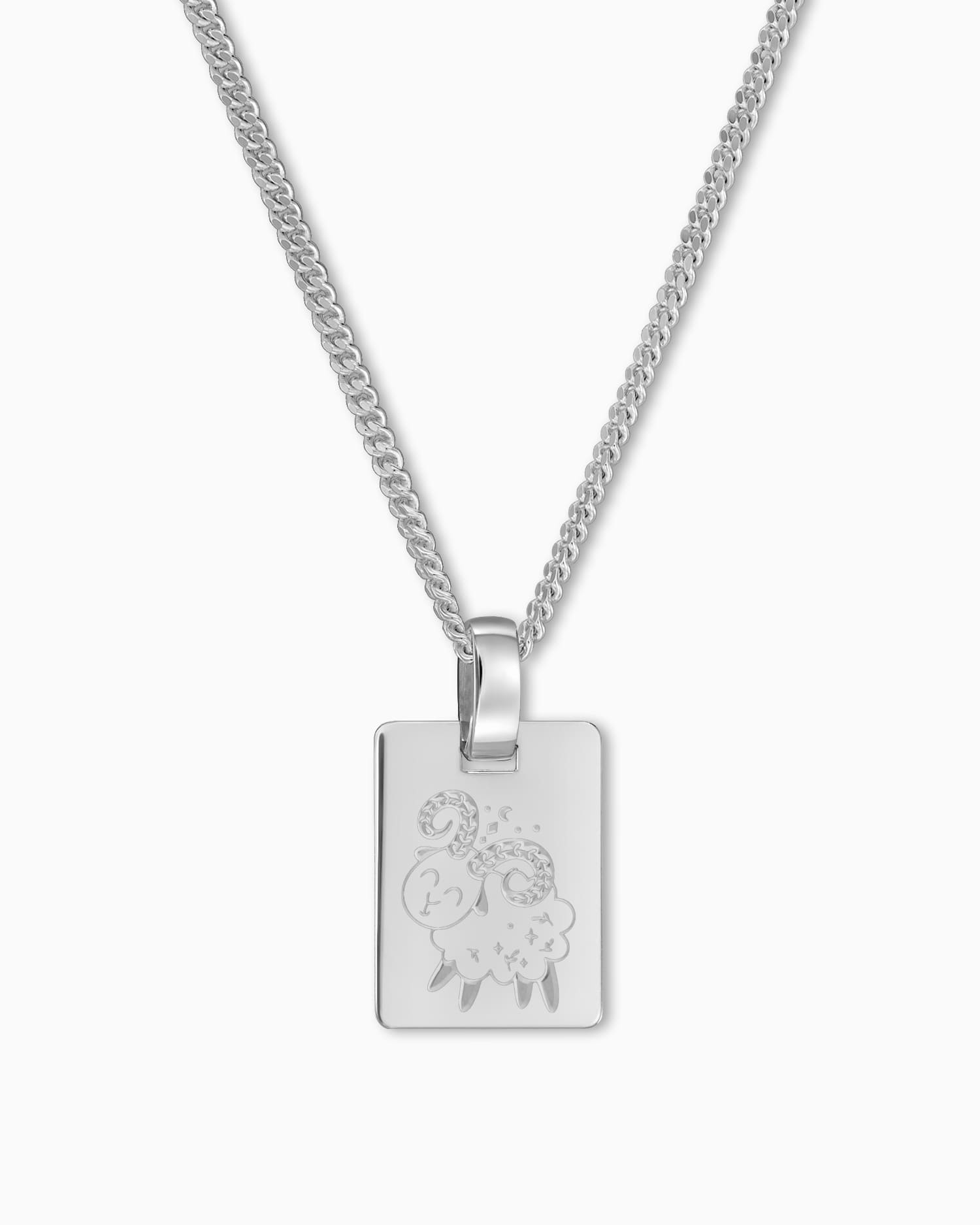 Zodiac sign engraving plates necklace pendant square