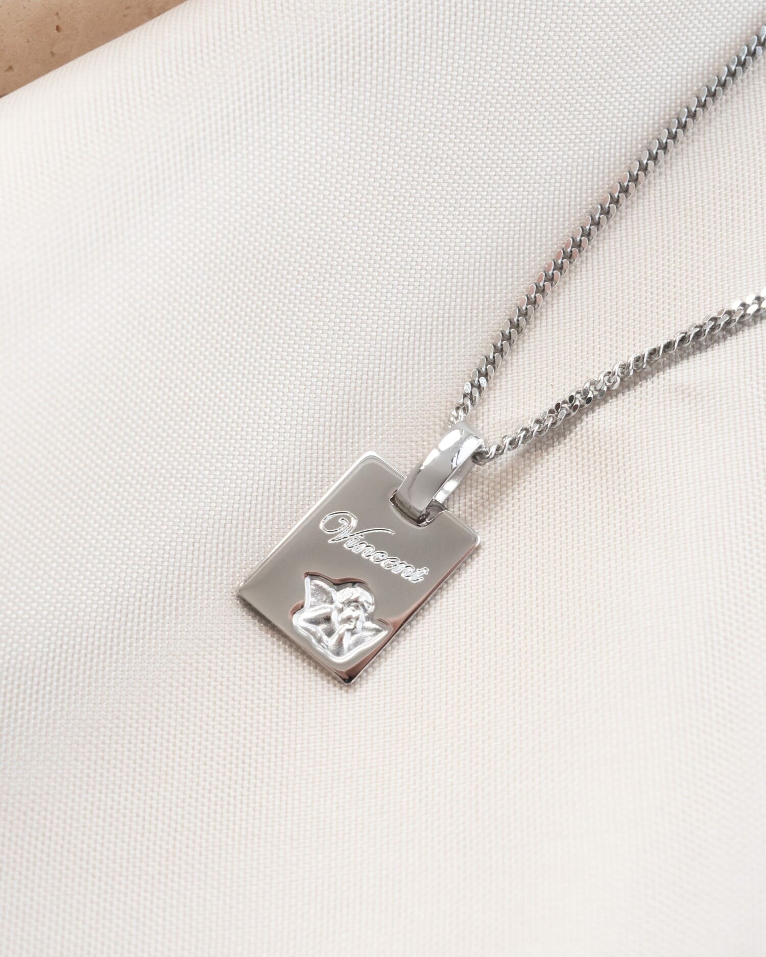 Engraving plates pendant necklace guardian angel