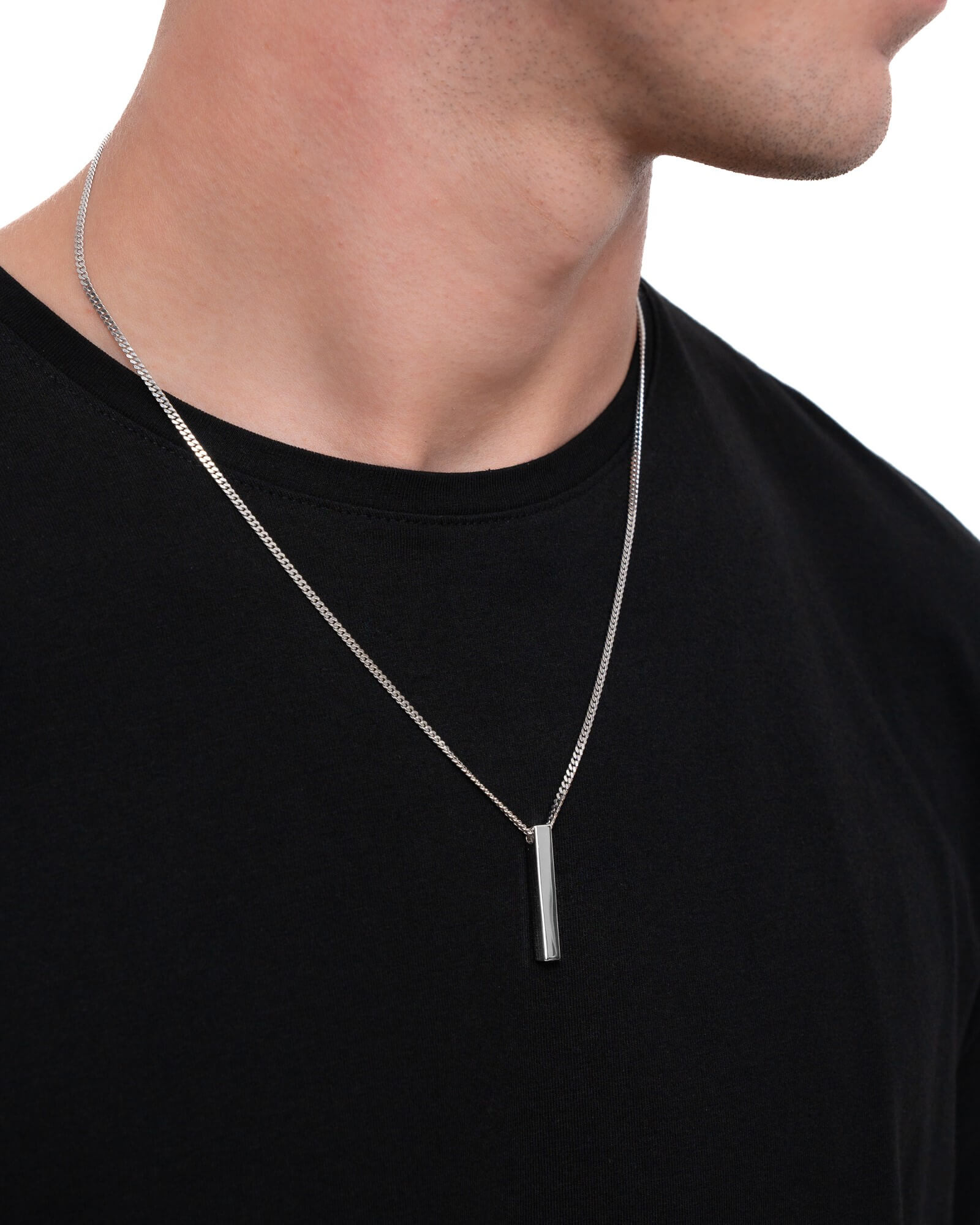 Bar necklace engraving plate pendant