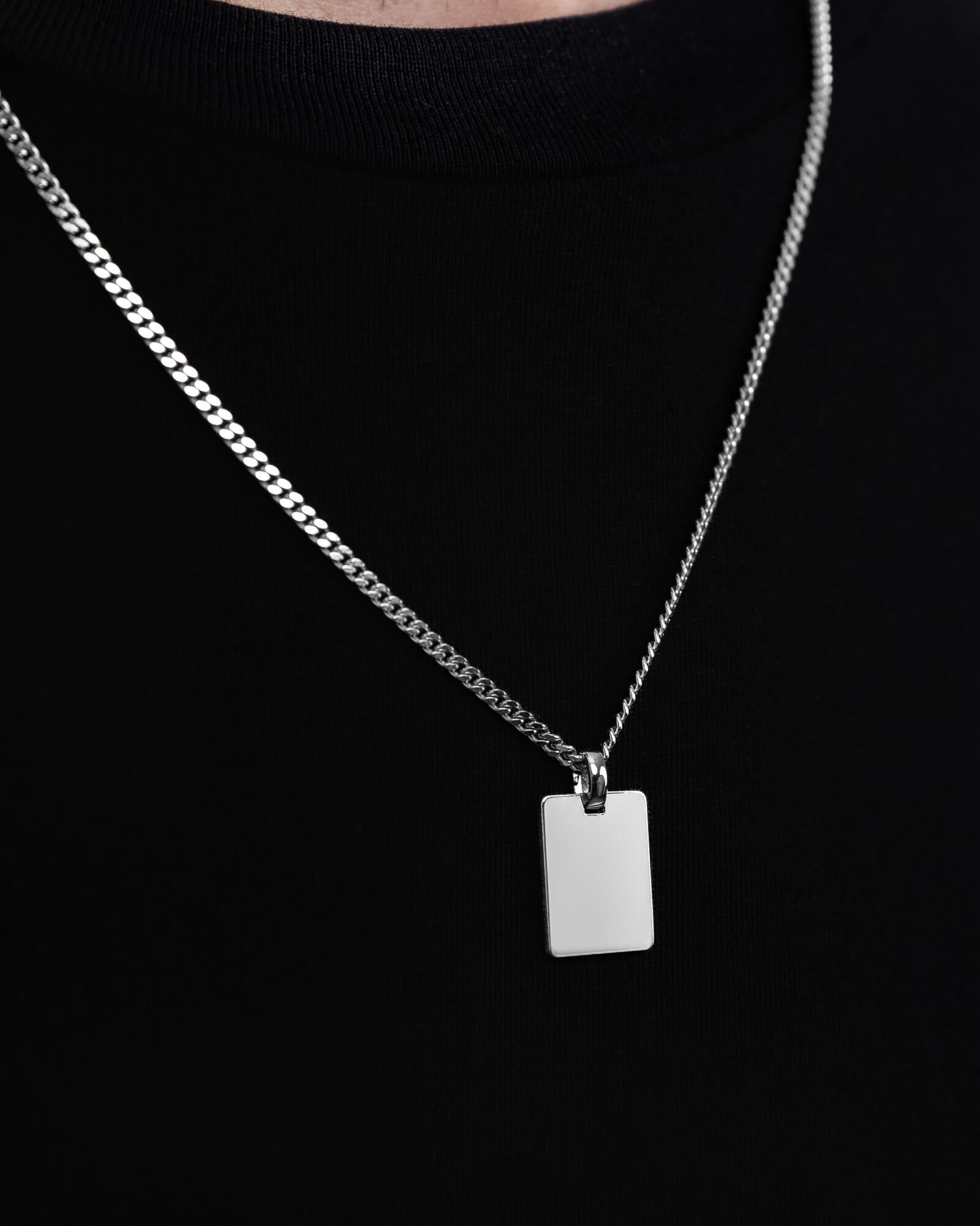 Graveerplaatje halsketting hanger rechthoek