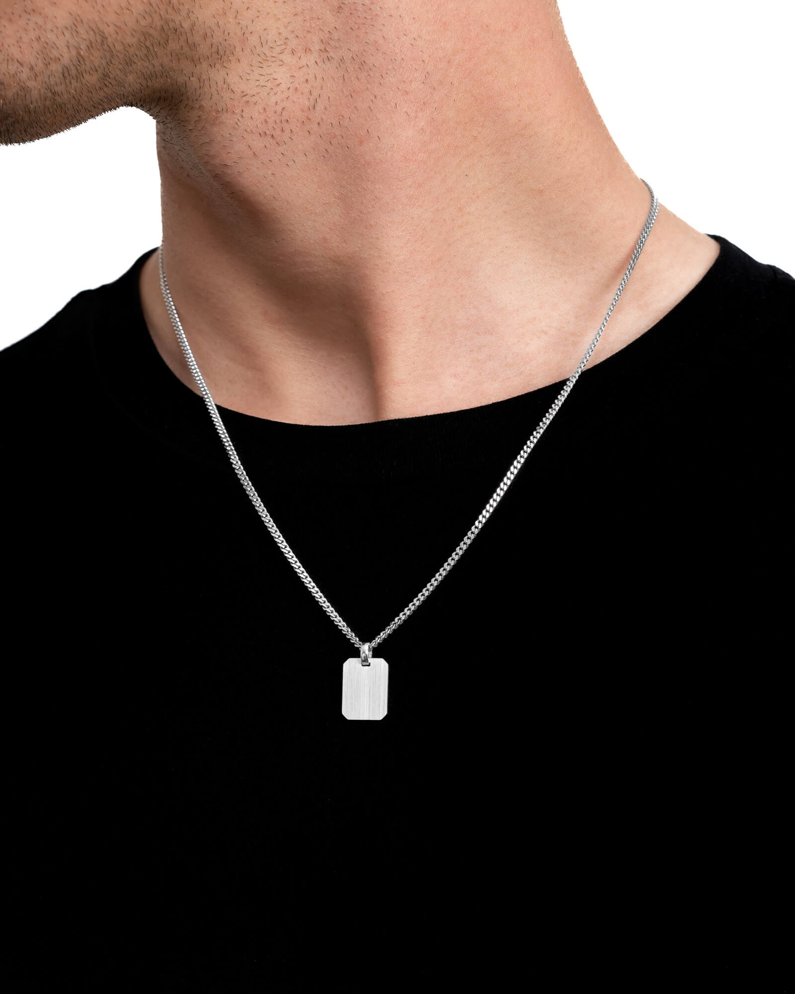 Graveerplaatjes halsketting hanger achthoek