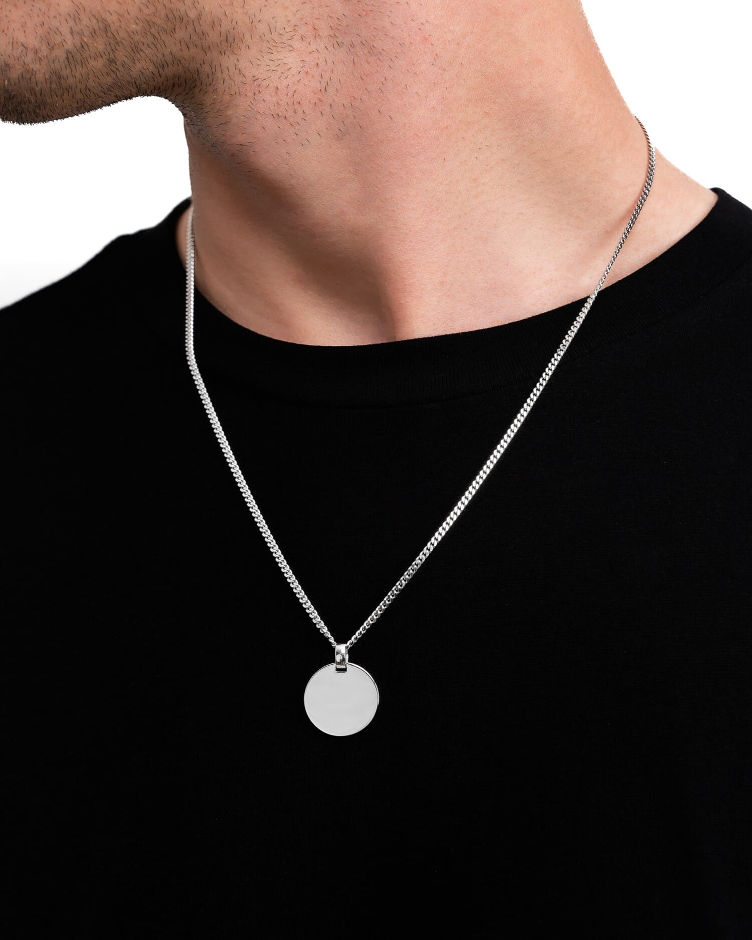 Grafische upload graveerplaten halsketting hanger rond gepolijst