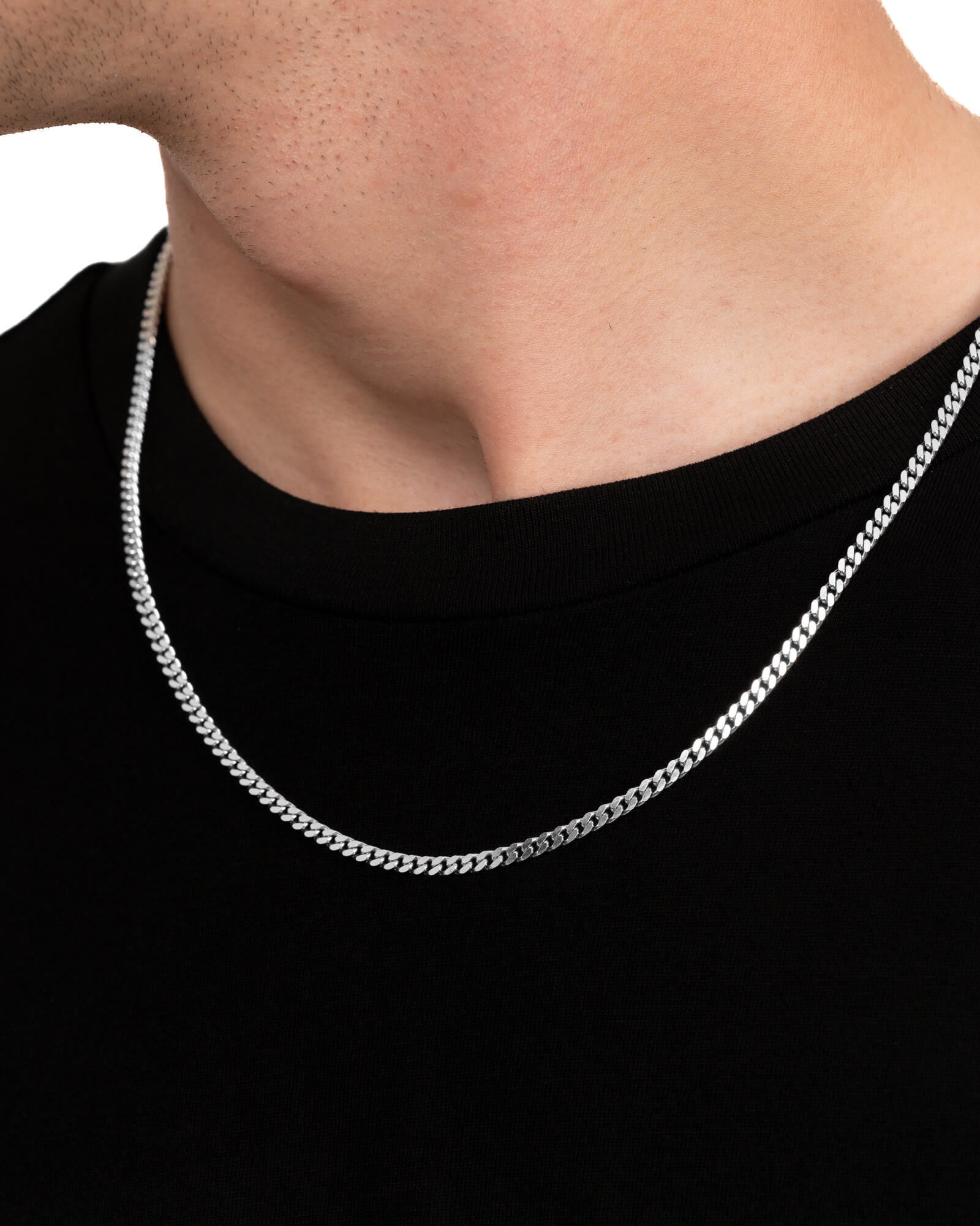 Gepantserde ketting 925 zilver gerhodineerd 3.30mm