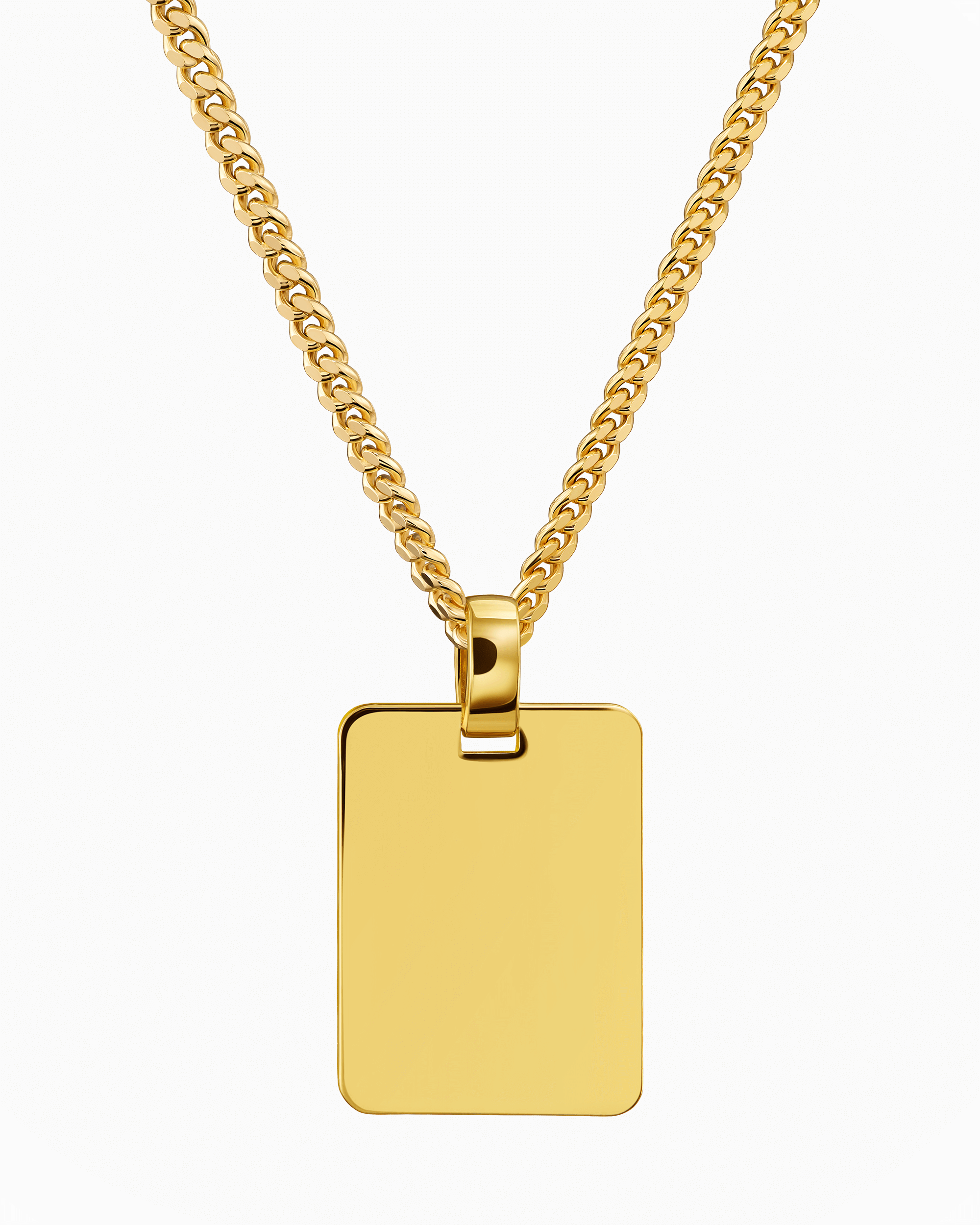 Graveerplaatjes halsketting hanger rechthoek