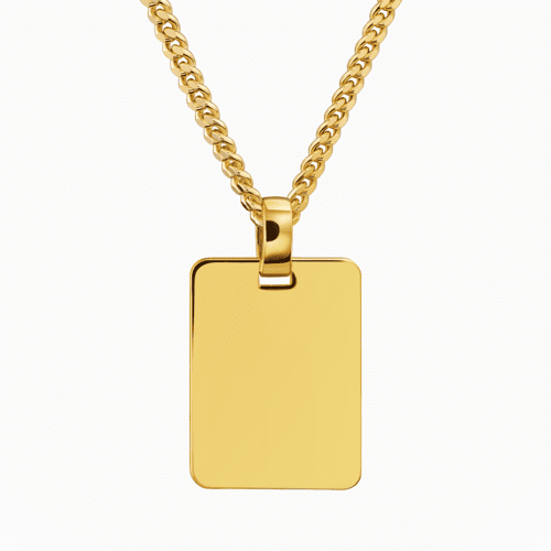 Vierkante hanger kettingen voor mannen - 925 zilver 18k verguld