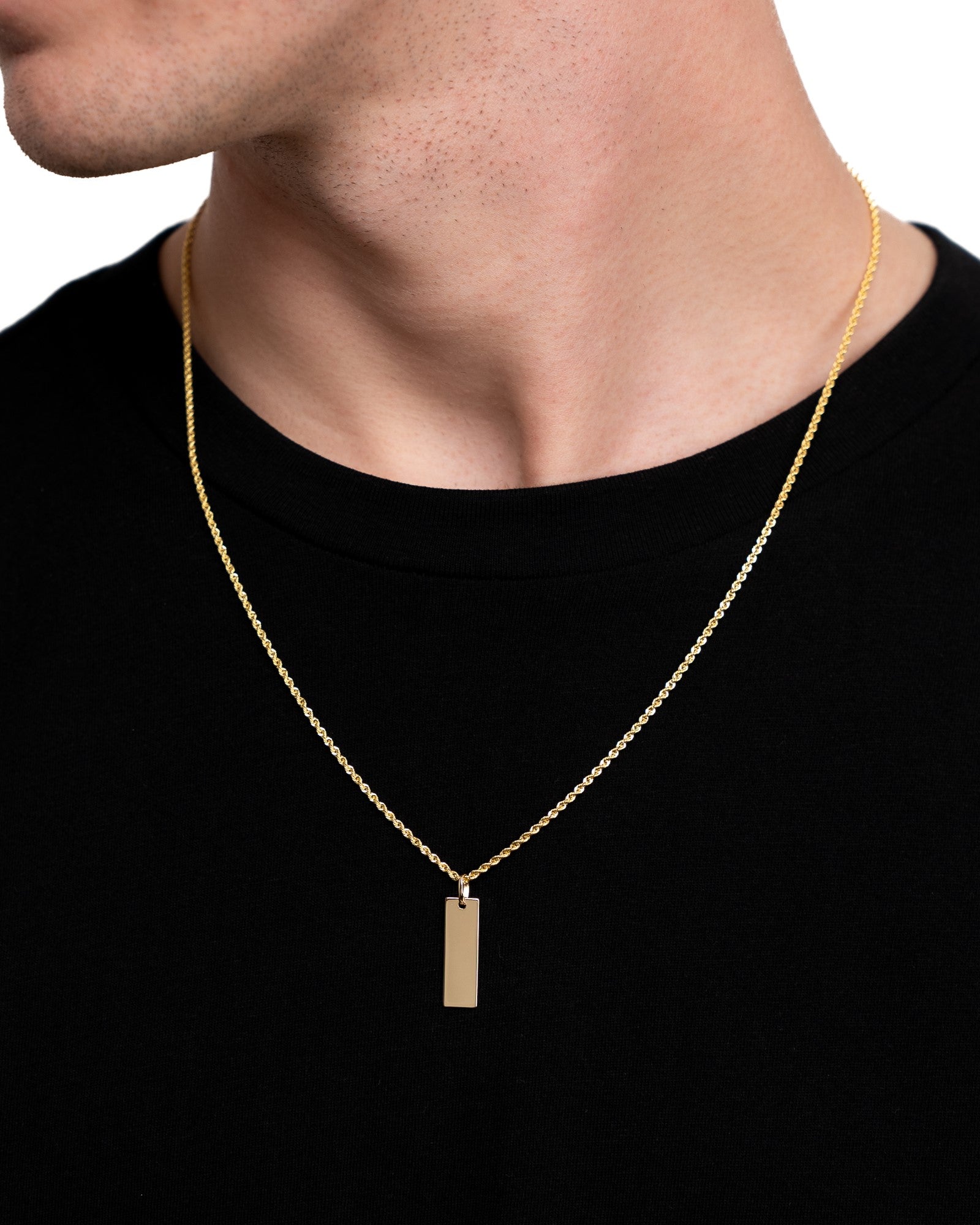 Graveerplaatjes halsketting hanger rechthoek