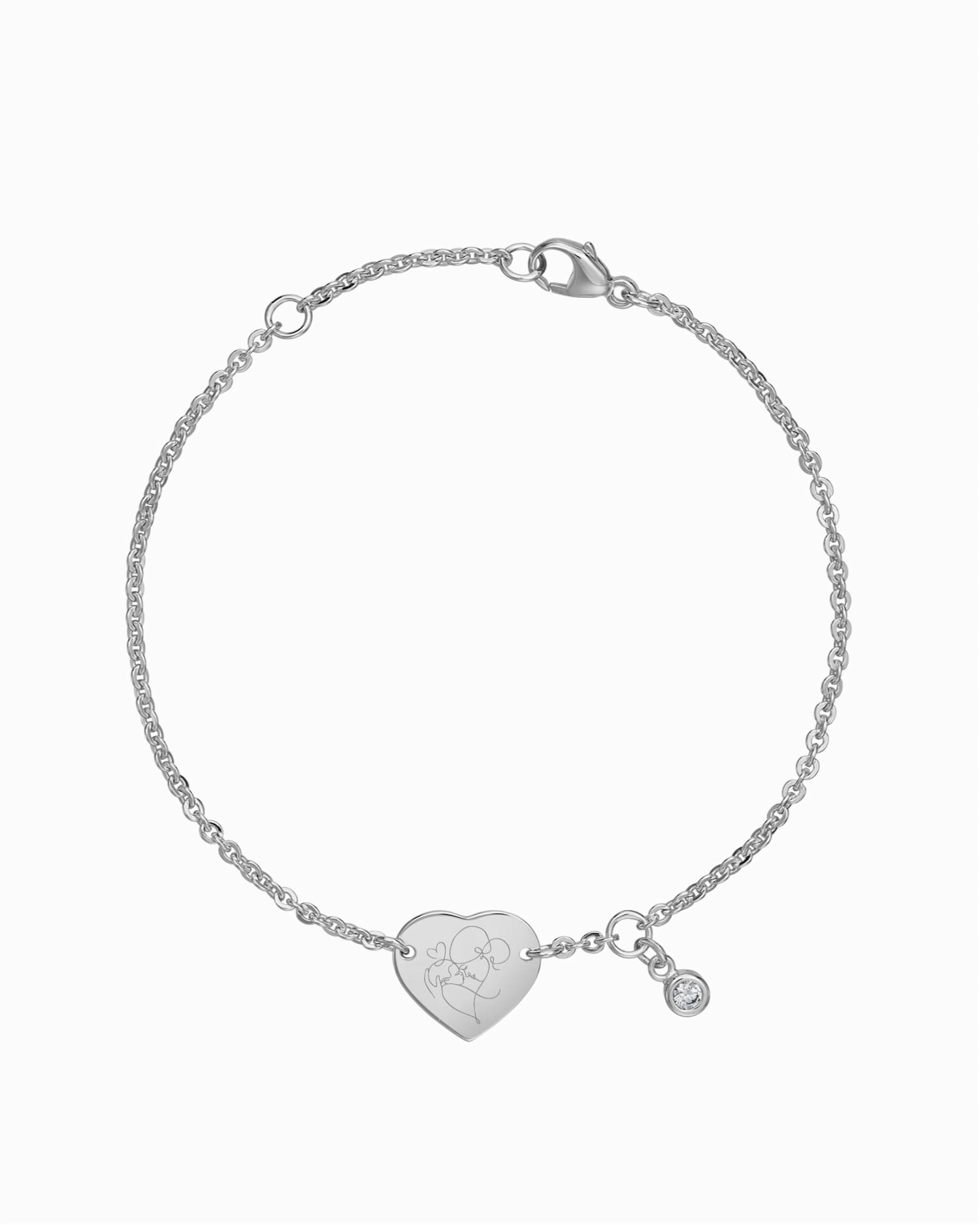 Grafische upload graveren armband graveerplaat hart zirconia