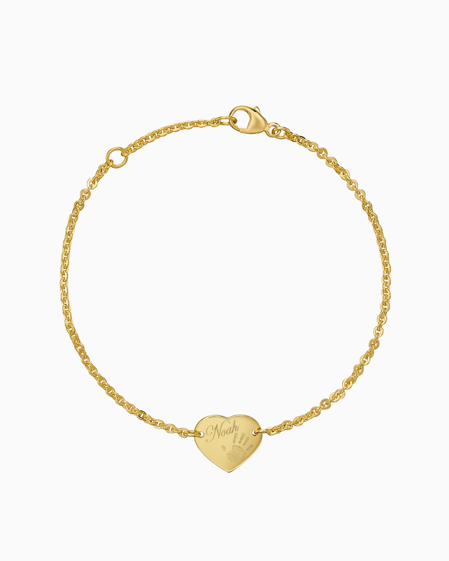 Handafdruk graveerarmband graveerplaatje hart