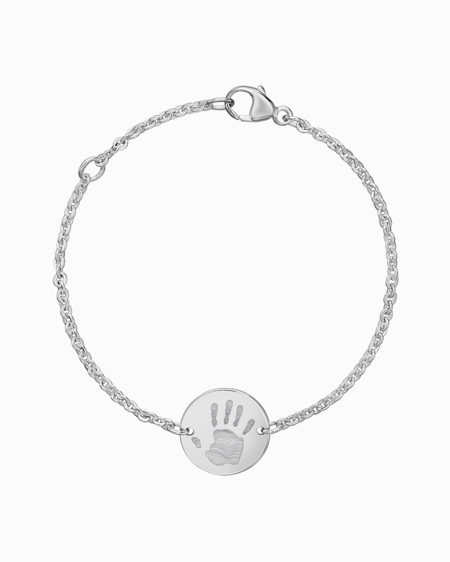 Handafdruk graveerarmband graveerplaatje rond