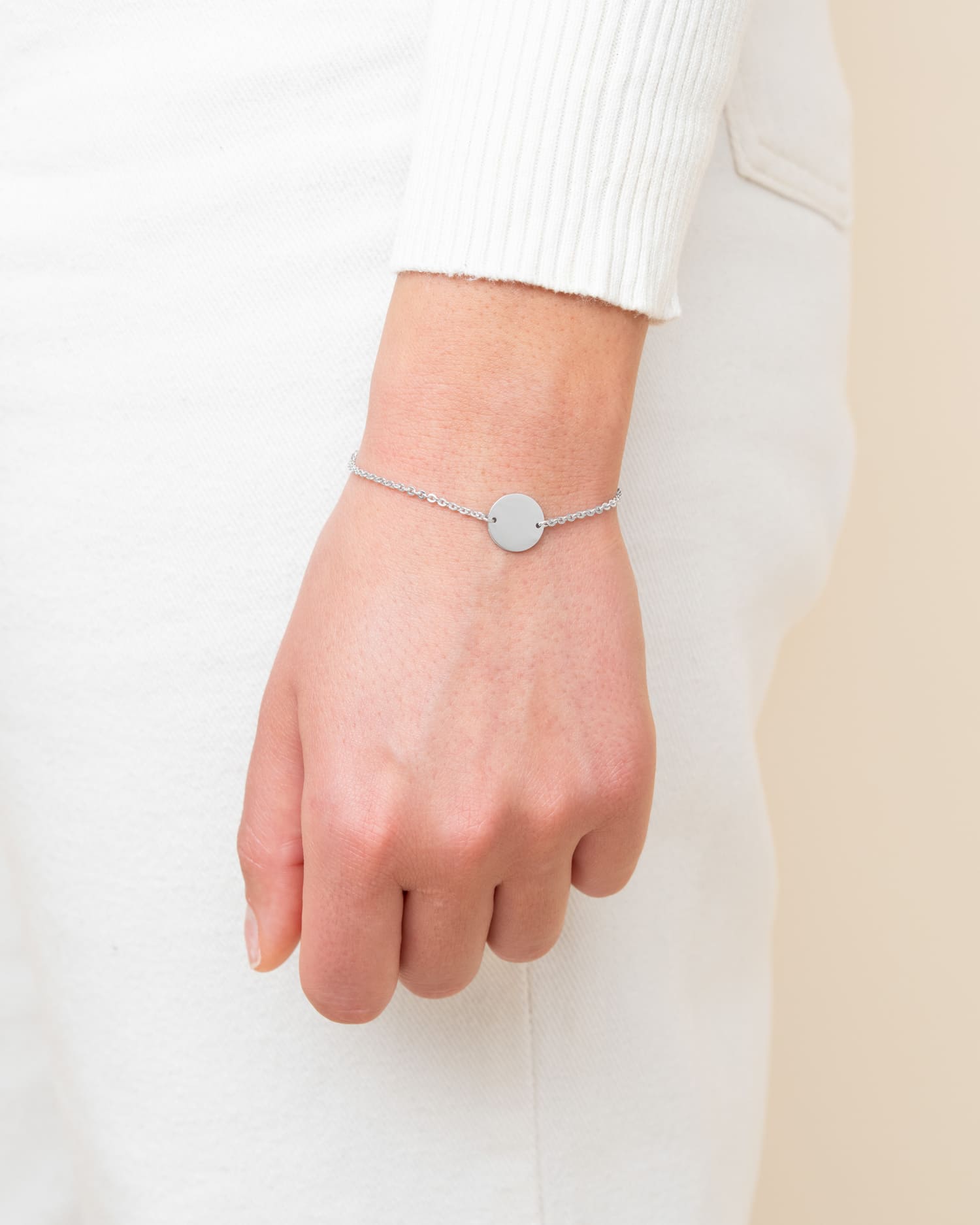 Handafdruk graveerarmband graveerplaatje rond