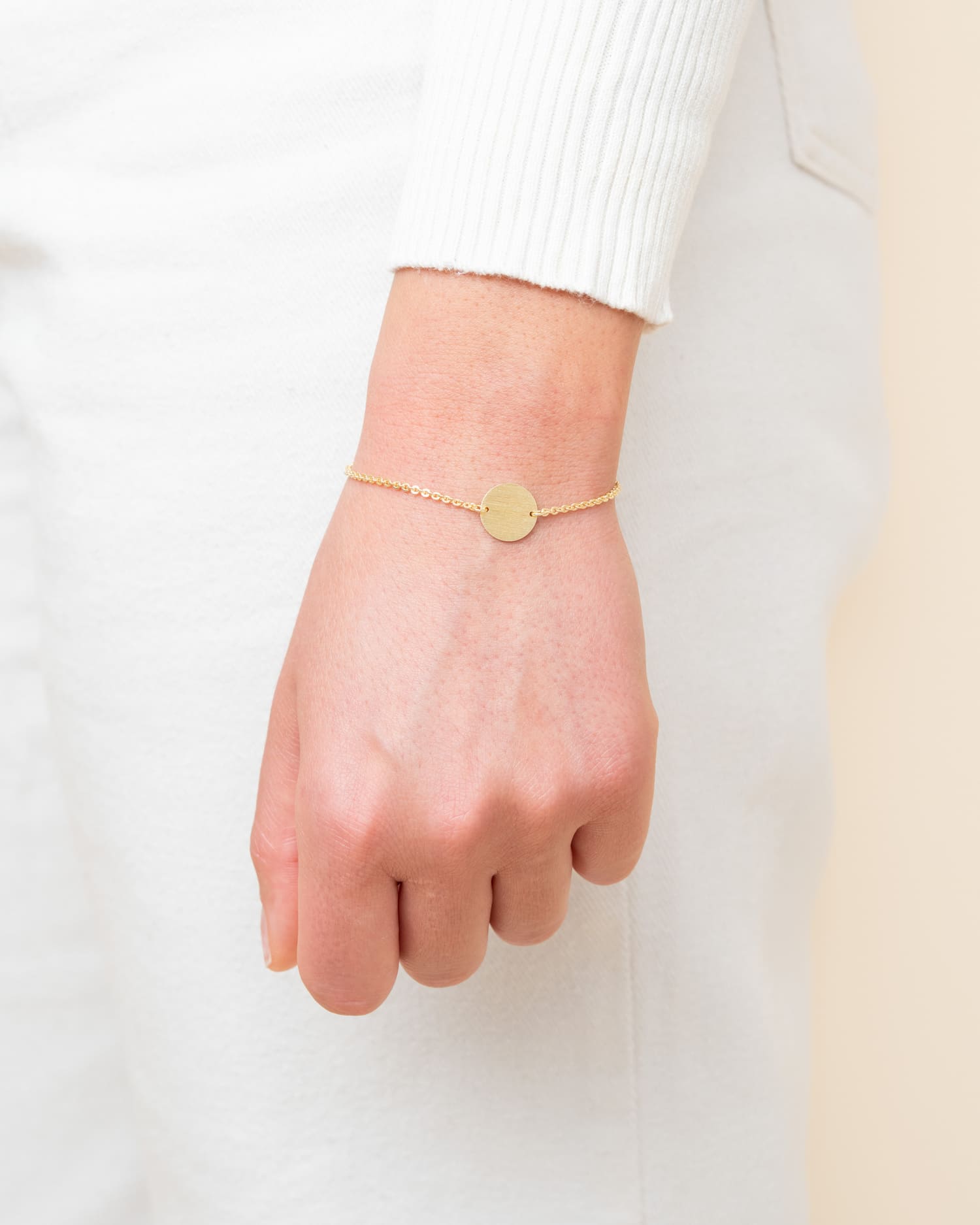 Handafdruk graveerarmband graveerplaatje rond