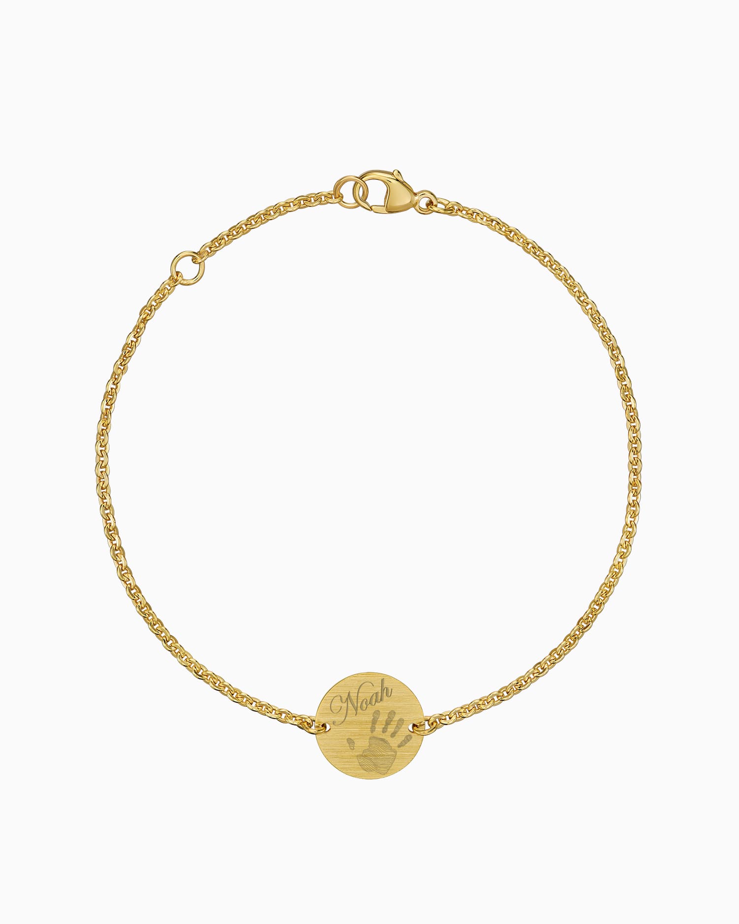 Handafdruk graveerarmband graveerplaatje rond