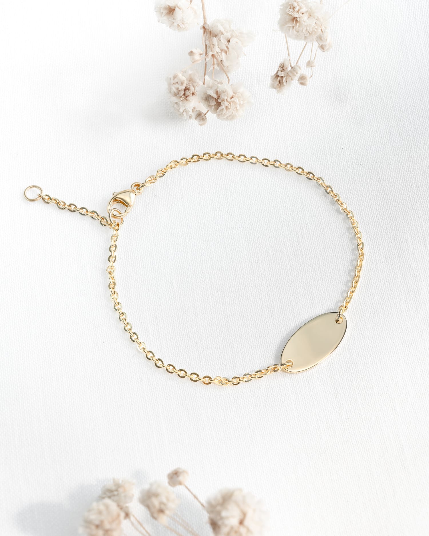 Geboorte bloem graveren armband graveerplaat ovaal